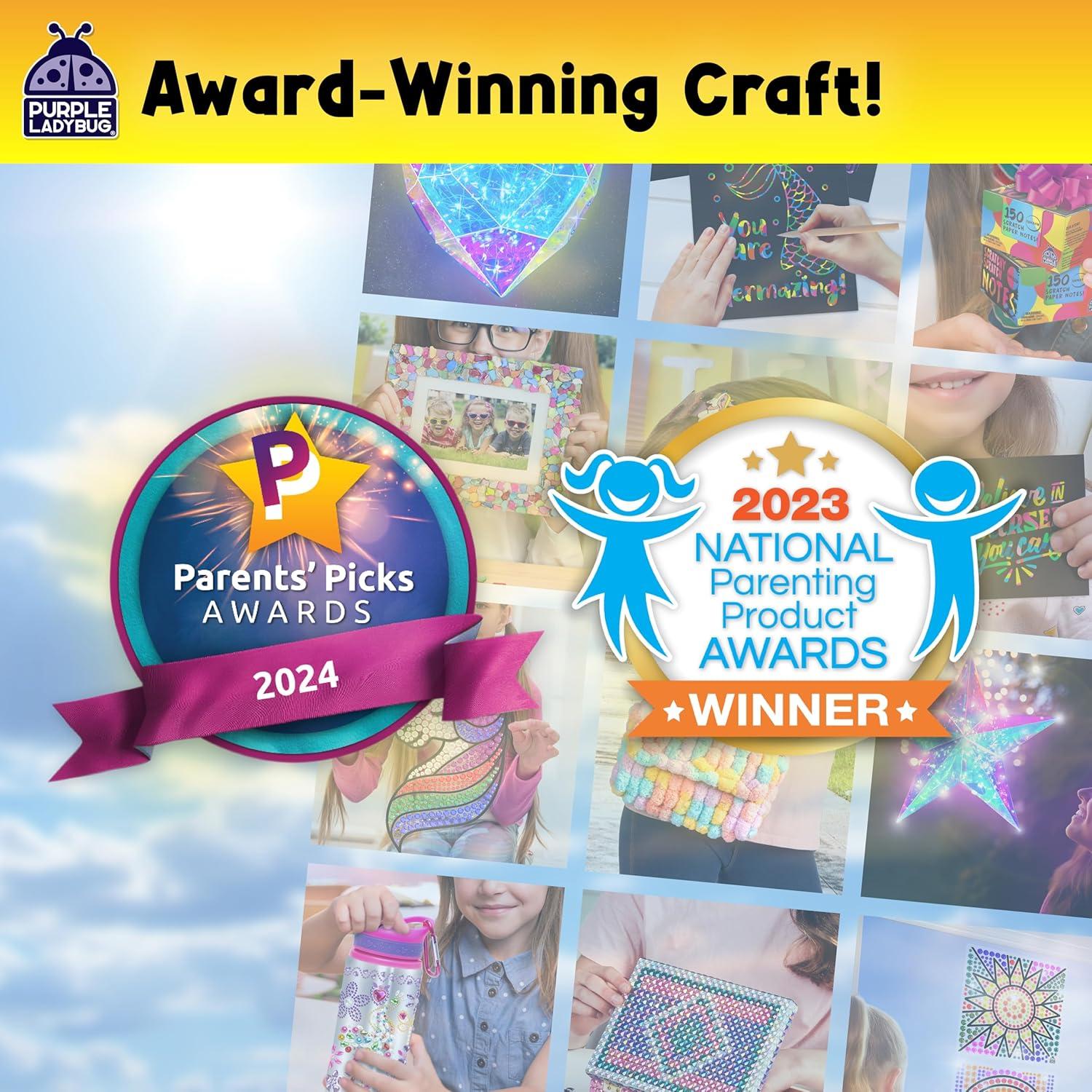 Kit de Manualidades Suncatcher LADYBUG MORADO - Arte de Diamante 5D para Niños 6-12 Años