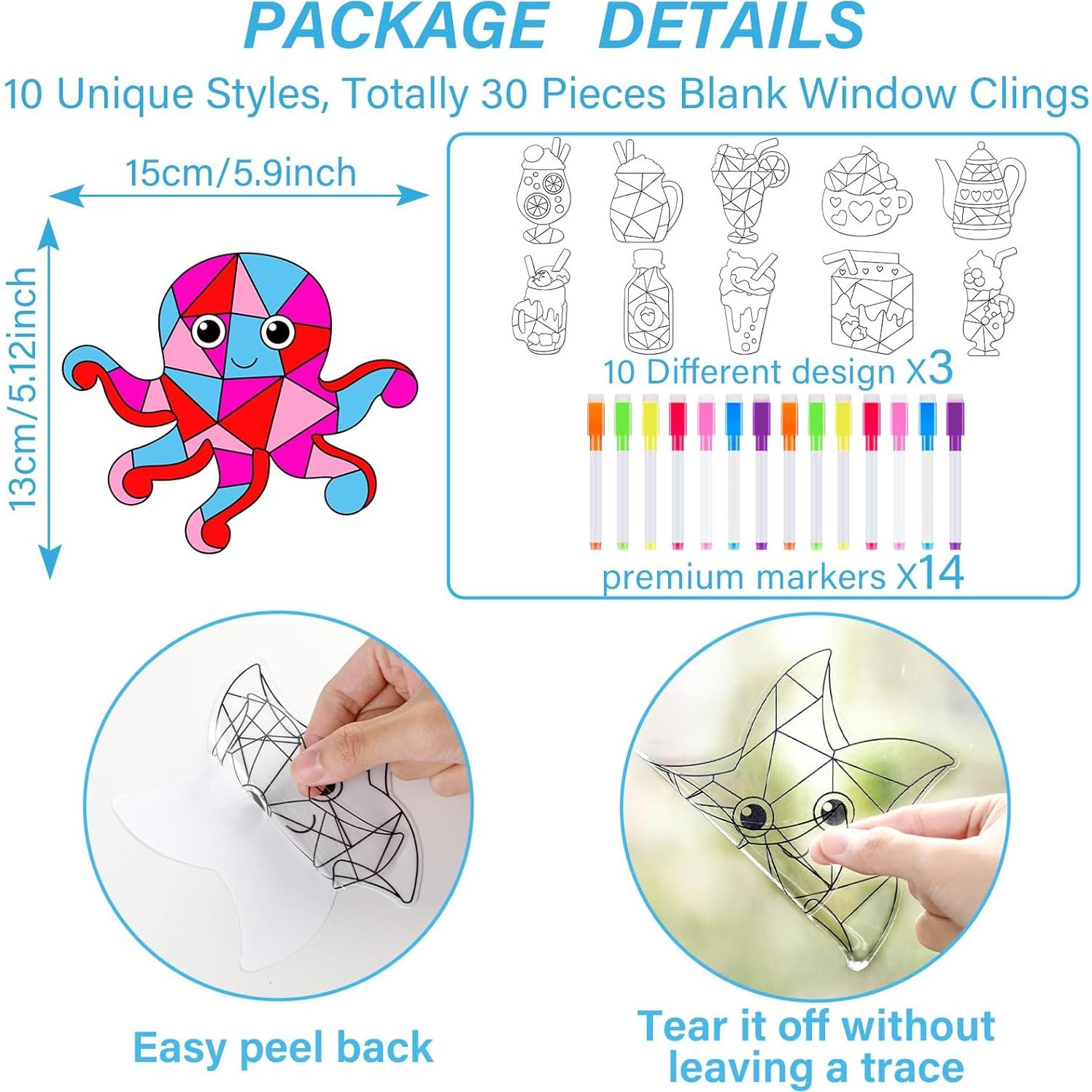 Kit de Suncatchers de Ventana Qyeahkj 30 Piezas Animales Marinos