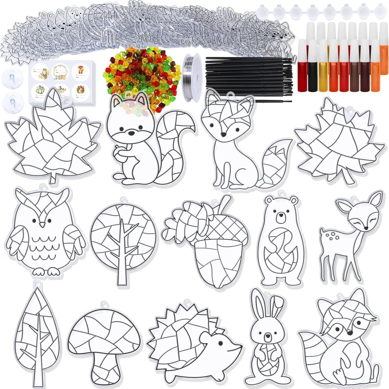 Winlyn 28 Sets Adornos Atrapa Luz Otoño Criaturas Bosque