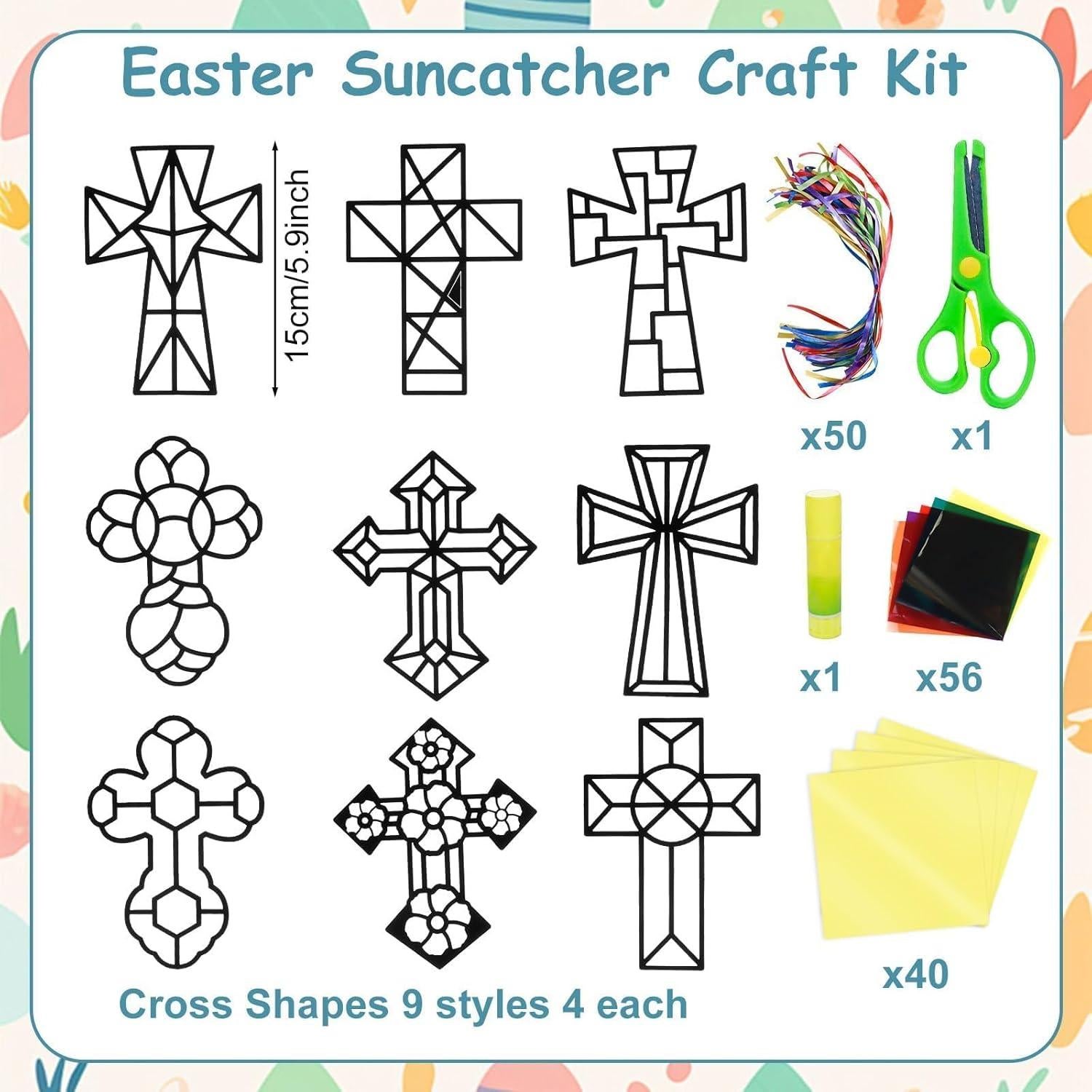 Kit de Manualidades Suncatcher Cruz EggSun - 9 Diseños Coloridos