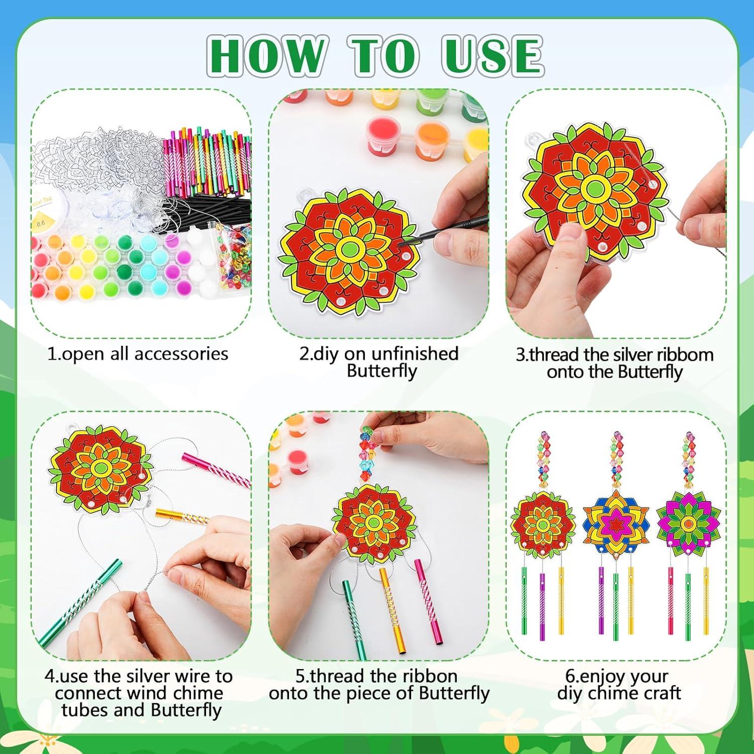 24 Kits de Arte Mandala VioraWhite - Atrapa Sol y Campanas de Viento