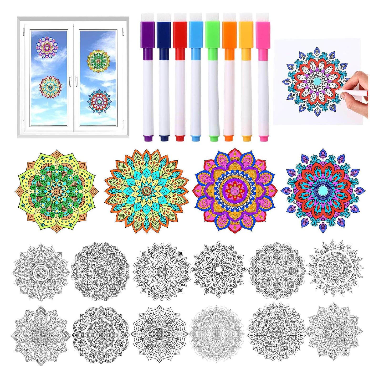 Kit de Manualidades Trandraft 36 Ventanas Adheribles Mandalas 15 cm