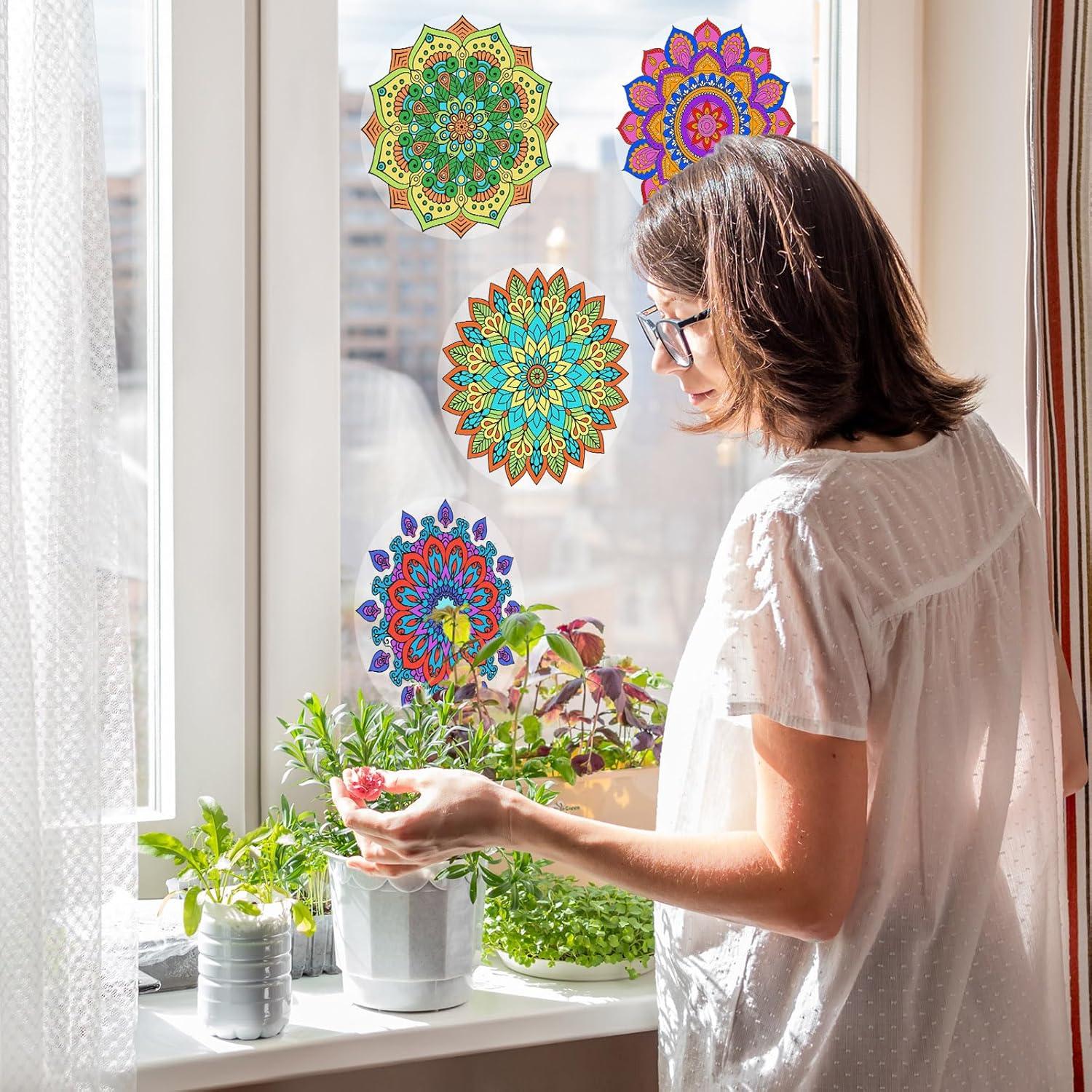 Kit de Manualidades Trandraft 36 Ventanas Adheribles Mandalas 15 cm