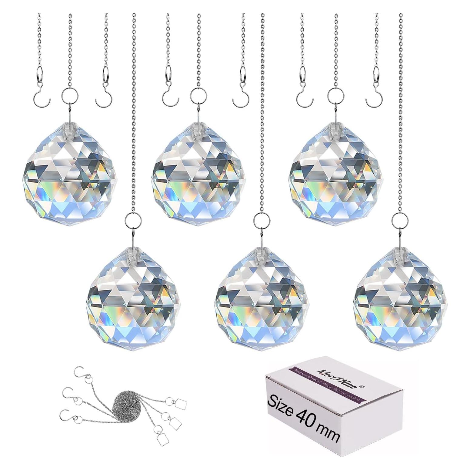 Bolas de Prisma de Cristal 40mm MerryNine - 6 Pcs para Feng Shui