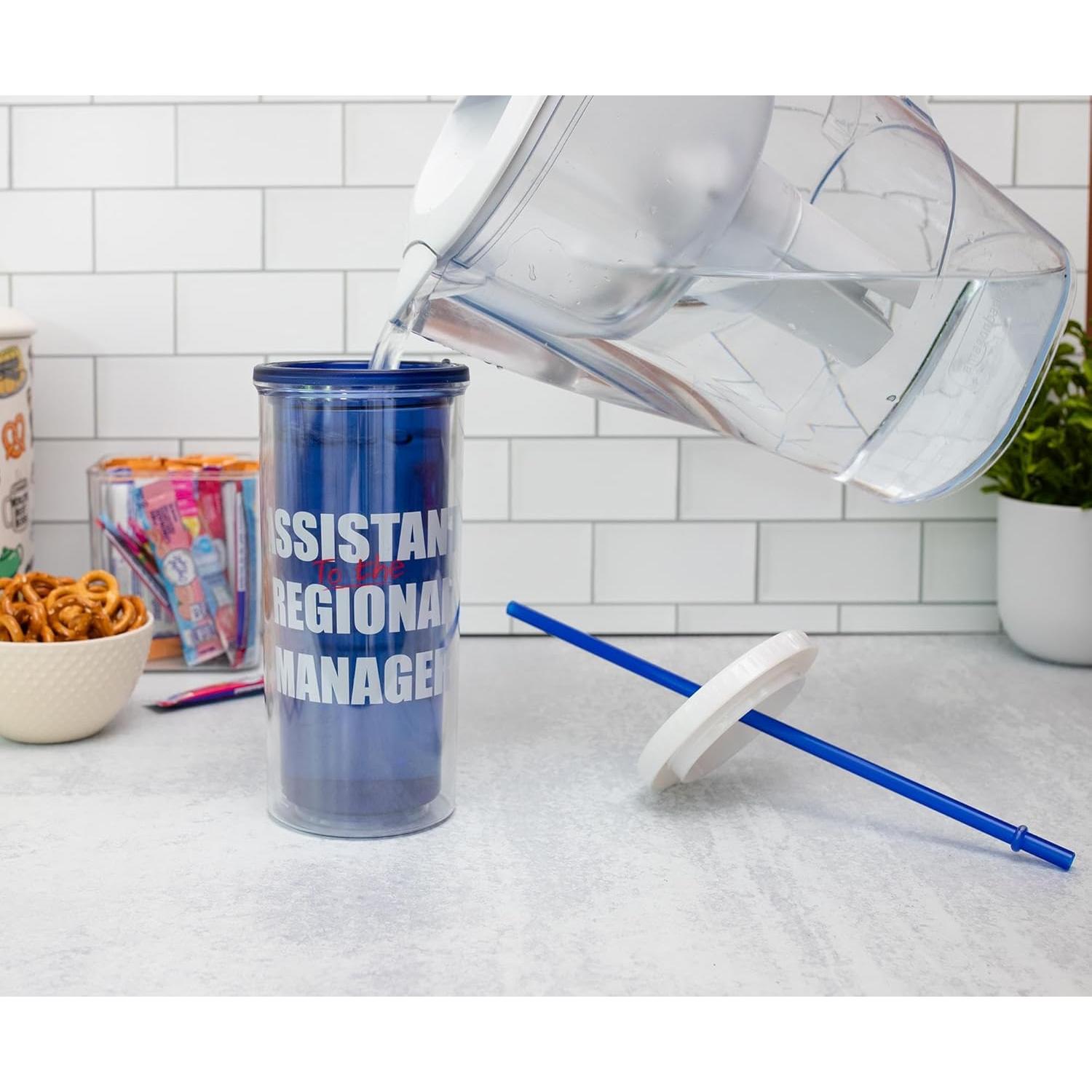 Vaso Frío Alto 590ml The Office Silver Buffalo con Tapa