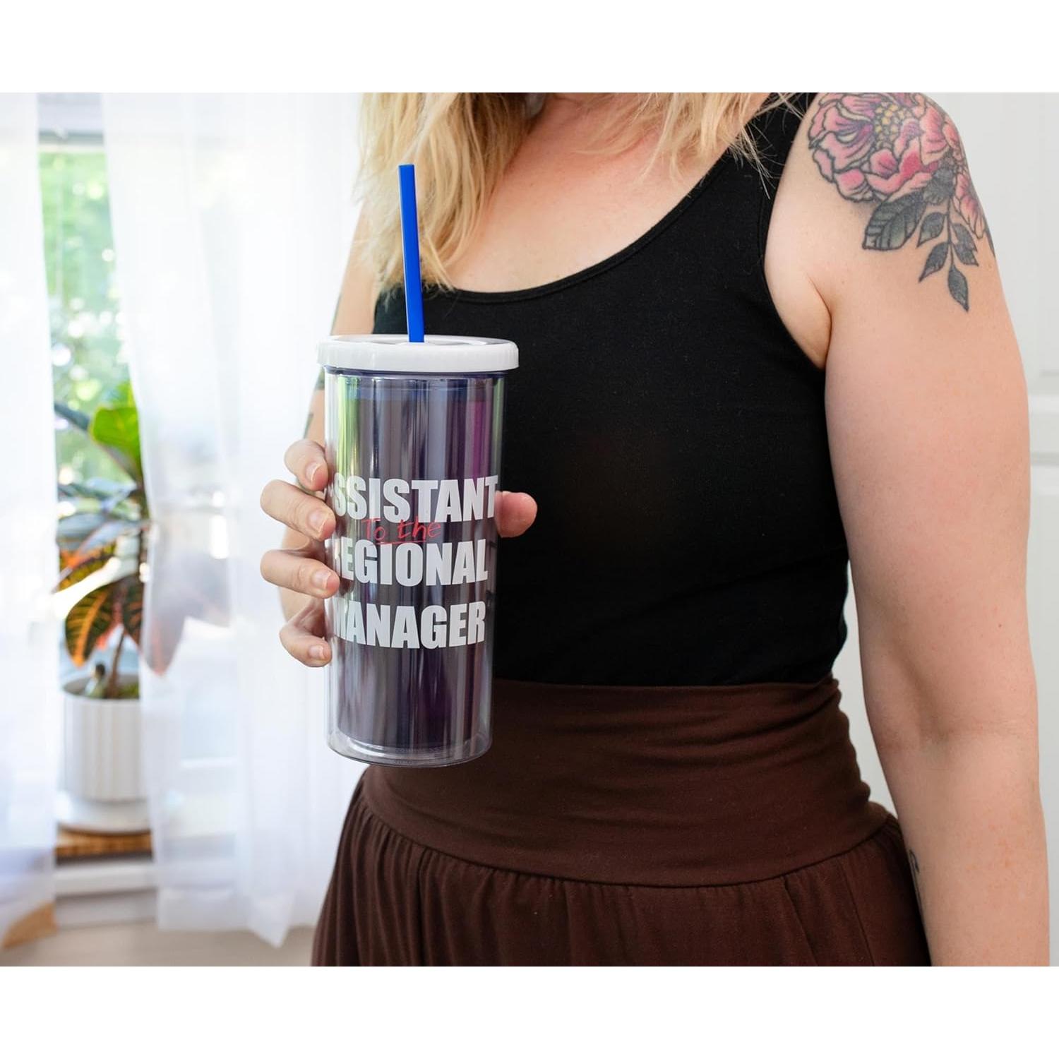 Vaso Frío Alto 590ml The Office Silver Buffalo con Tapa