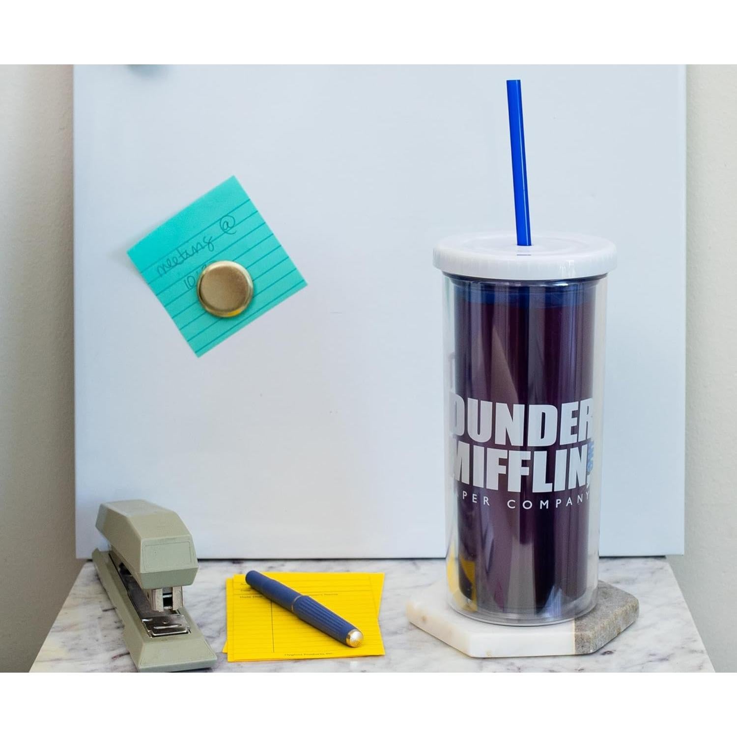 Vaso Frío Alto 590ml The Office Silver Buffalo con Tapa