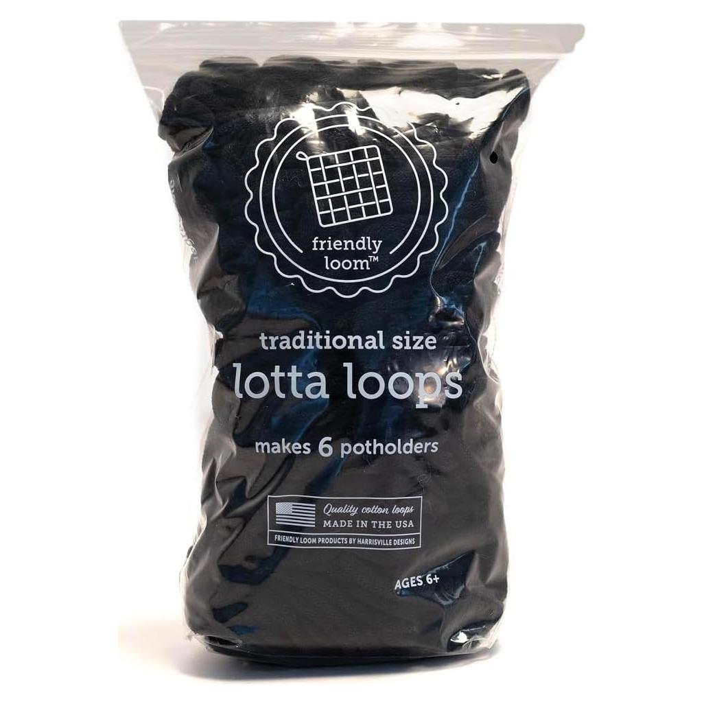 Bucles para Agarraderas Friendly Loom 6" Algodón Negro - 6 Piezas