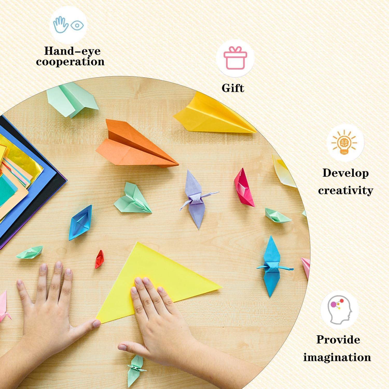 200 Hojas de Papel Origami Doble Cara 20x20 cm KWZVUN