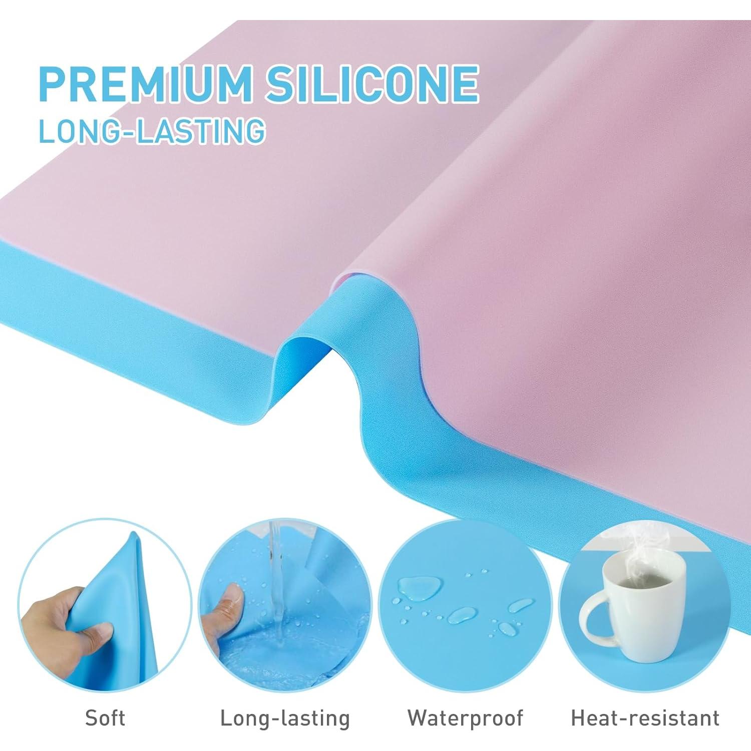 Alfombrillas de Silicona DESKEMAI 40 x 30 cm 2-Pack Azul Rosa