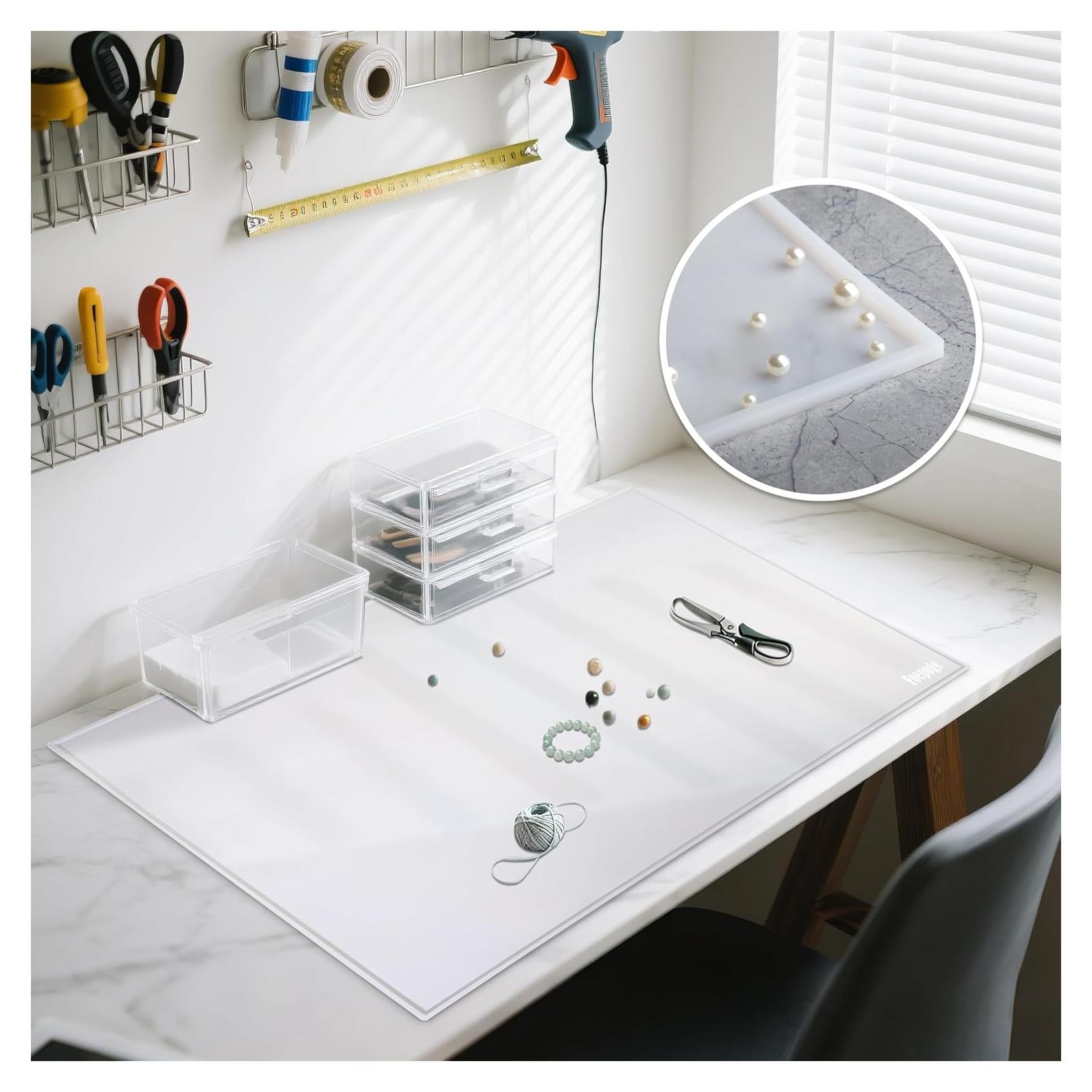 Alfombrilla de Silicona Extra Gruesa Foepoge 80x60cm Blanca