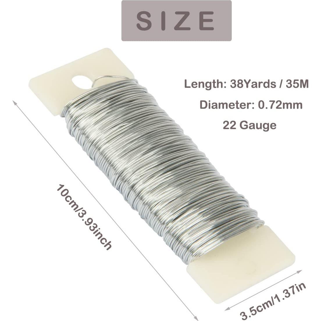 Alambre Floral 22 Calibre Plateado 35 Metros para Manualidades