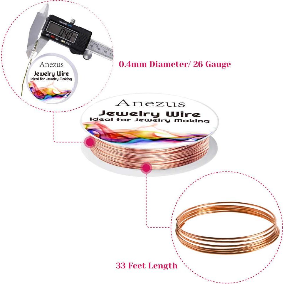 Alambre de Joyería Anezus 12 Rollos 0.4mm Colores Variados