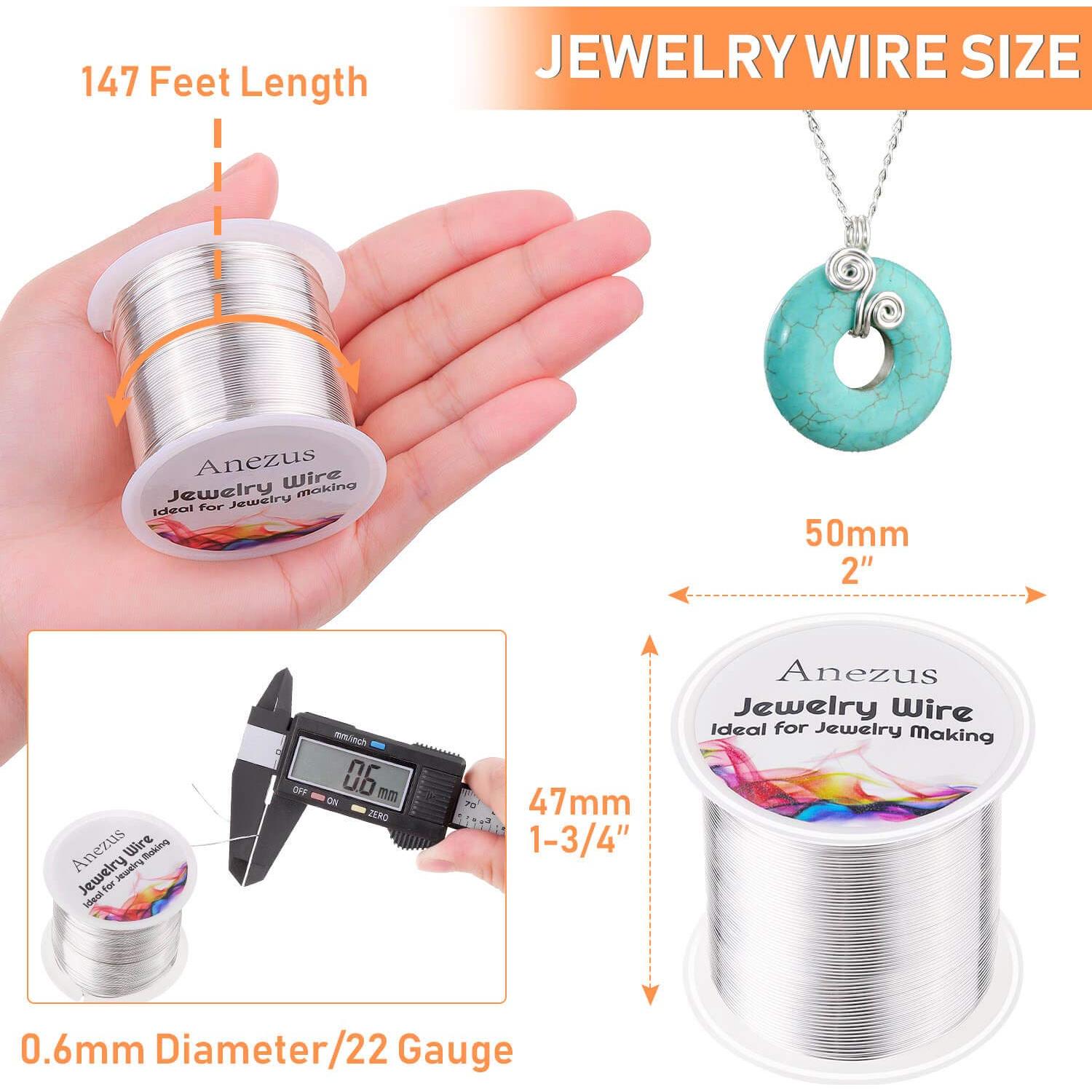 Alambre de Joyería Anezus 22 Calibres Cobre Plateado 45m
