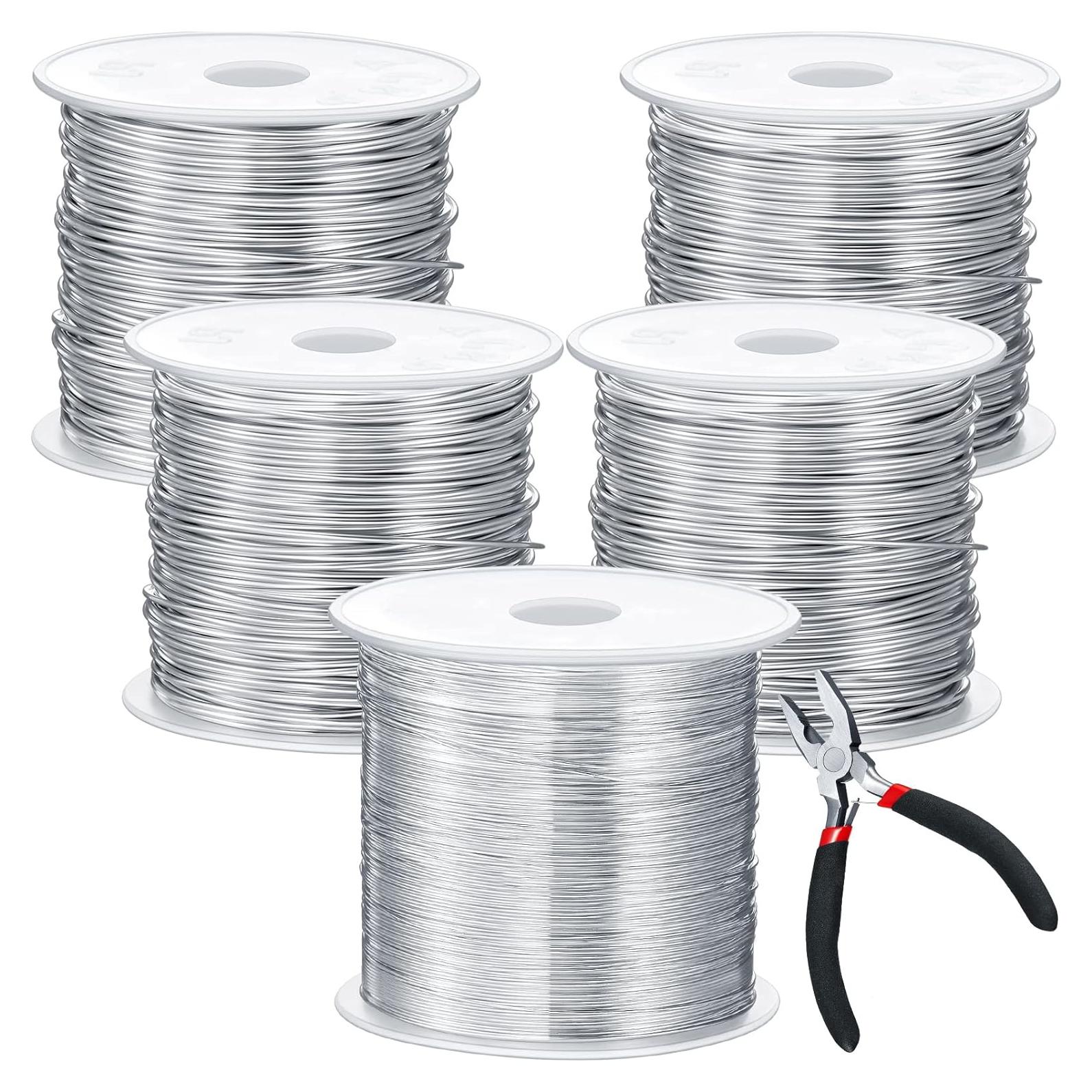 Kit de Alambre de Joyería Funrous 5 Rollos 25m Cobre Plata