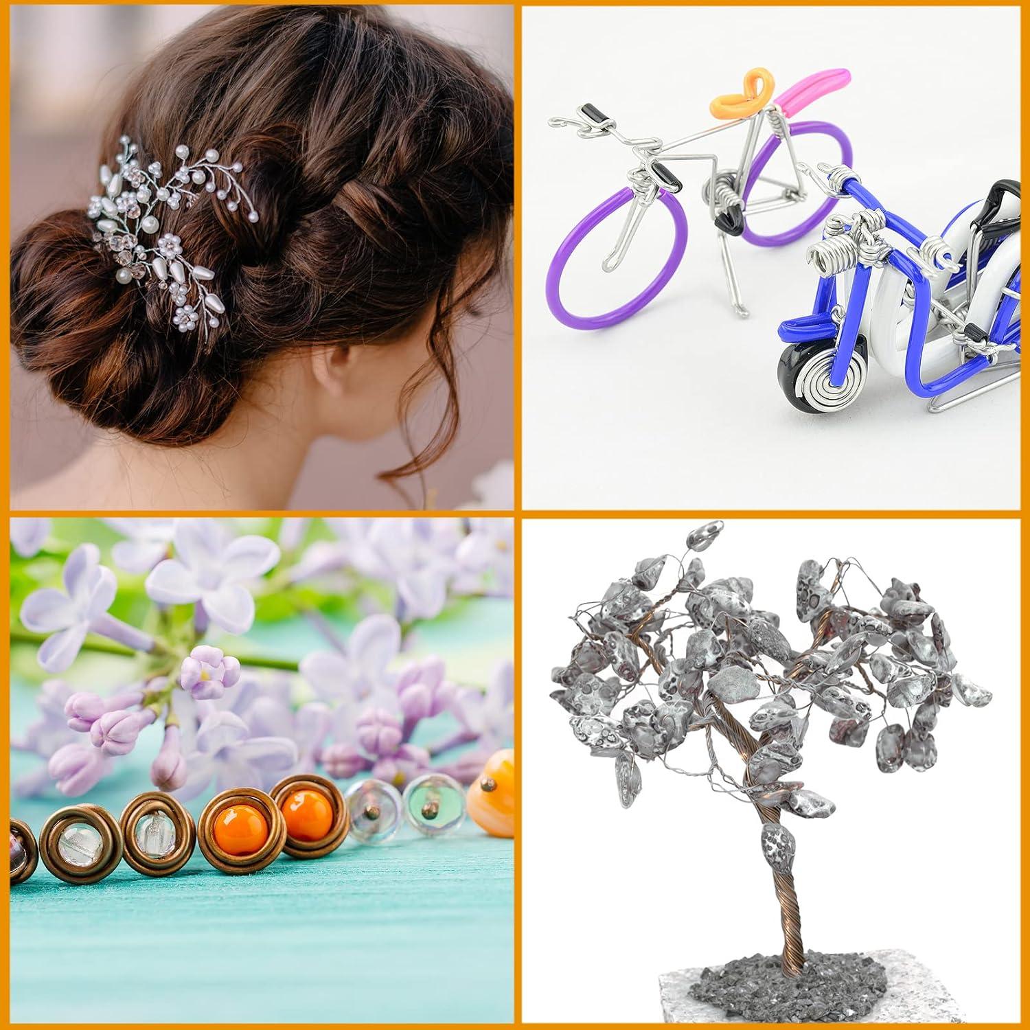 Kit de Alambre de Joyería Funrous 5 Rollos 25m Cobre Plata