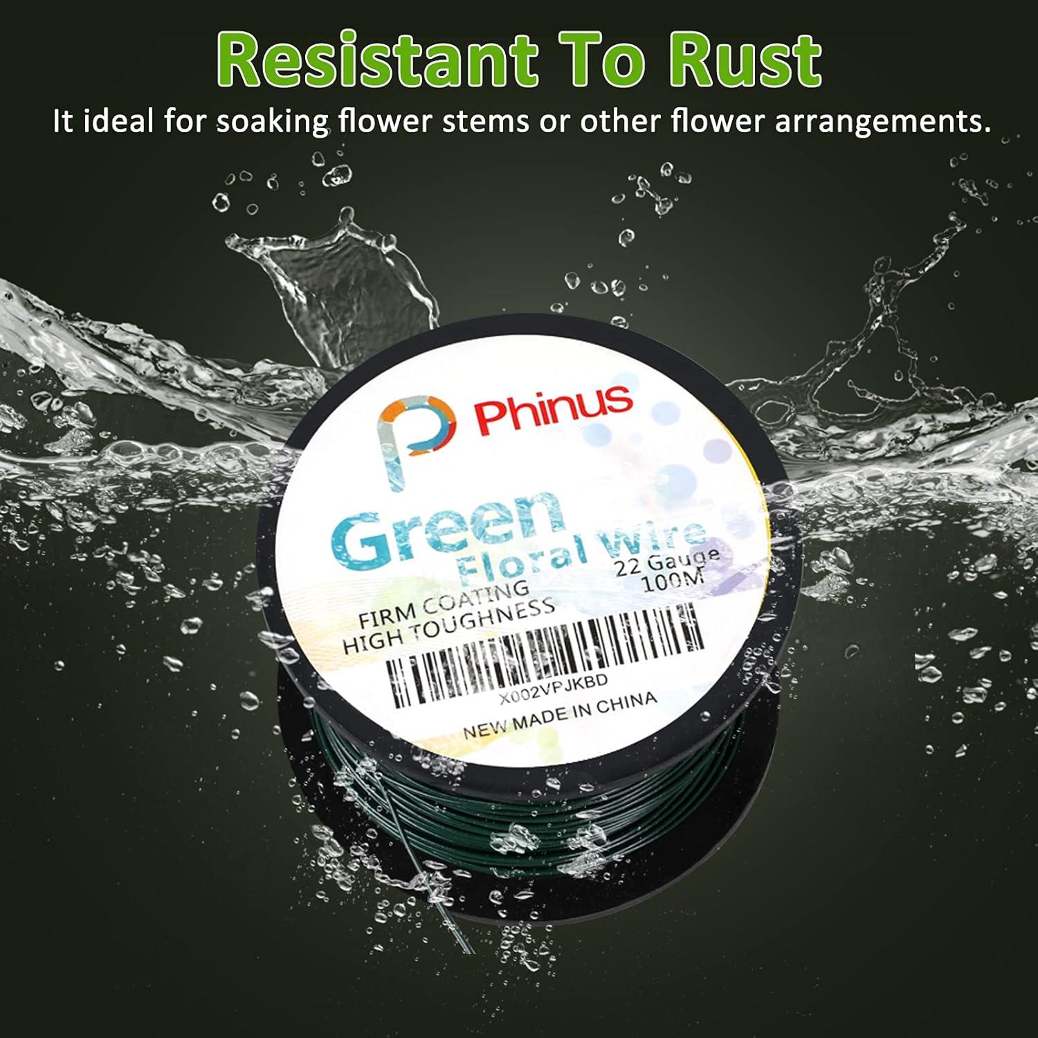 Alambre Floral Verde 22 Calibre 100.58m Phinus para Manualidades