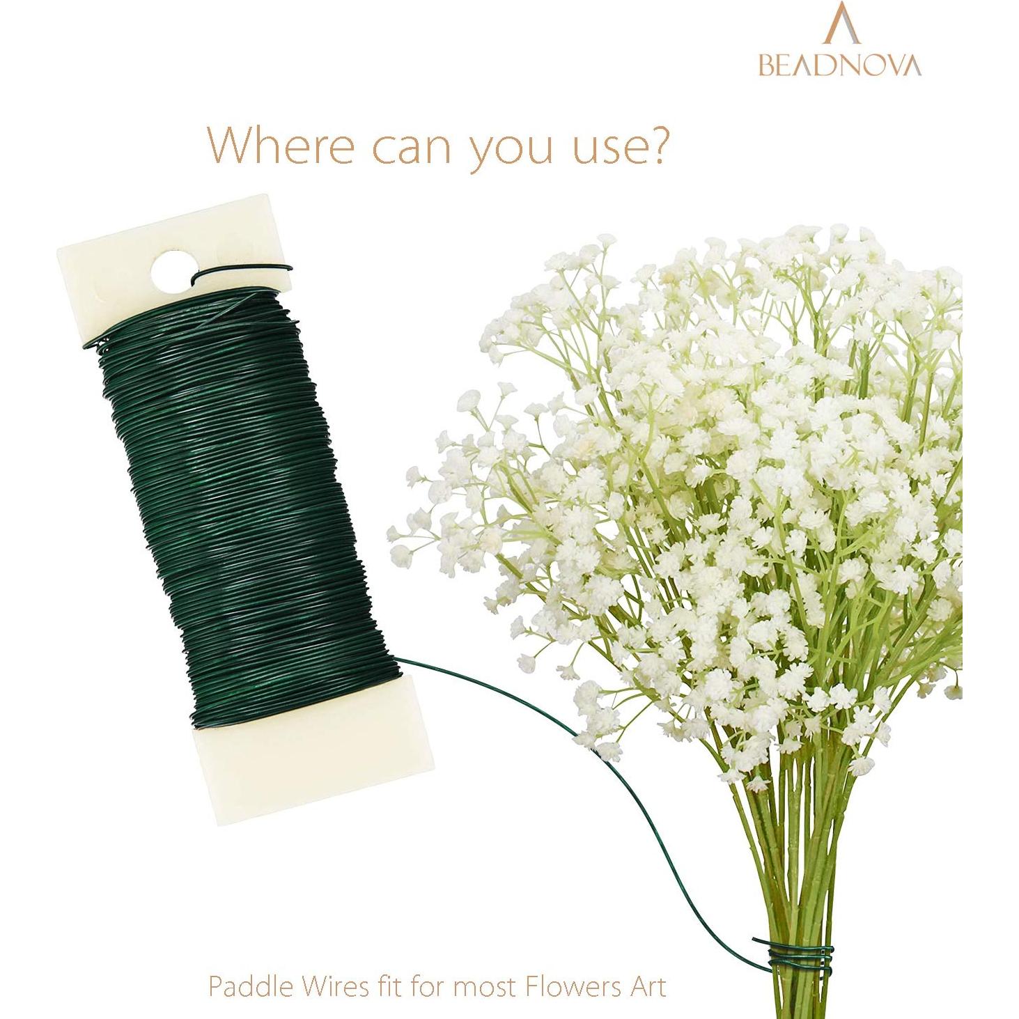 Alambre Floral Verde 22 Calibre BEADNOVA 38 Yardas para Manualidades