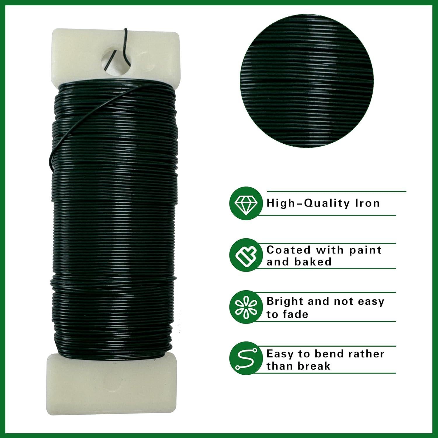 Alambre Floral PAULEEN Verde 34.6m para Manualidades y Decoración