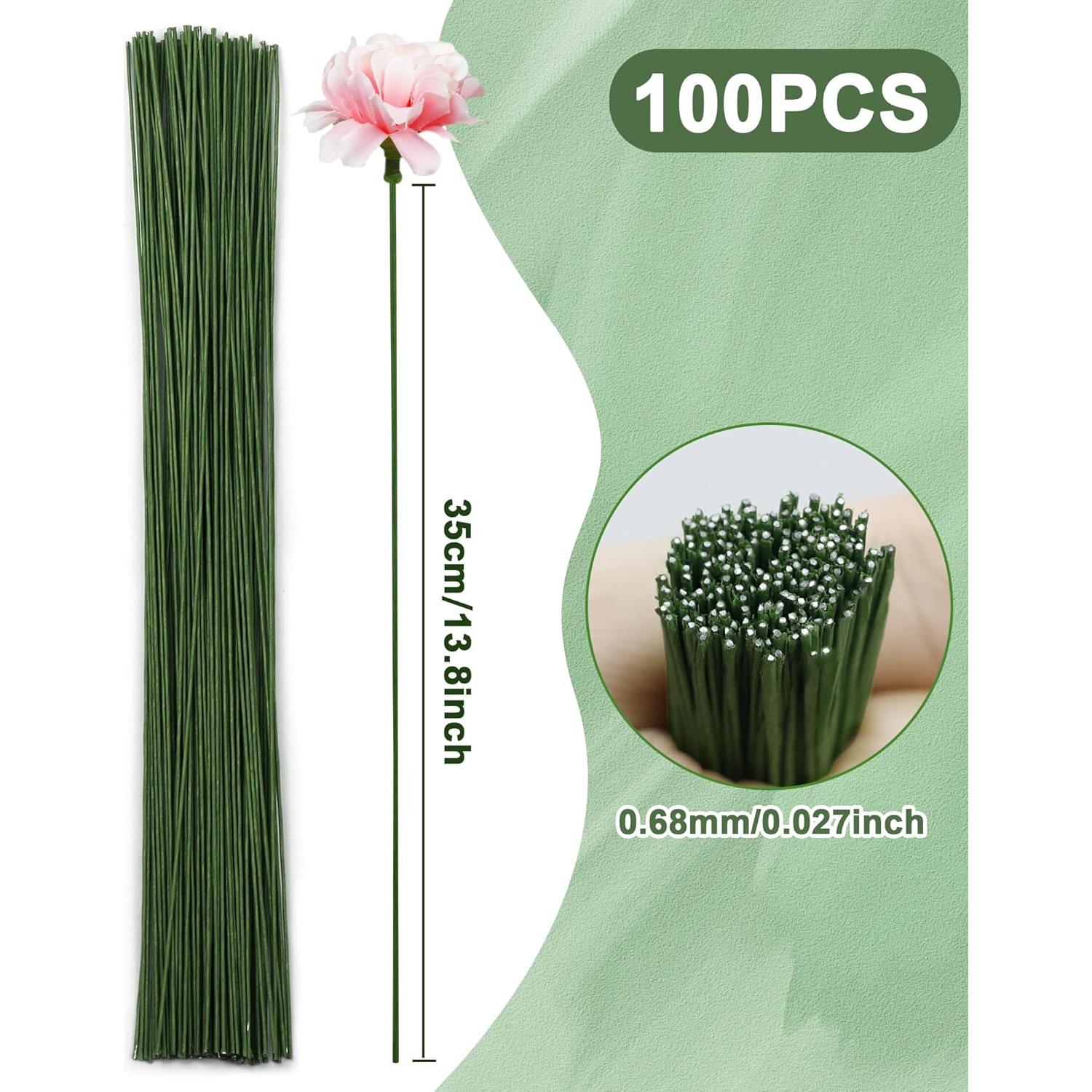 100 Alambres Florales Verdes 26 Gauge FIVEIZERO para Manualidades