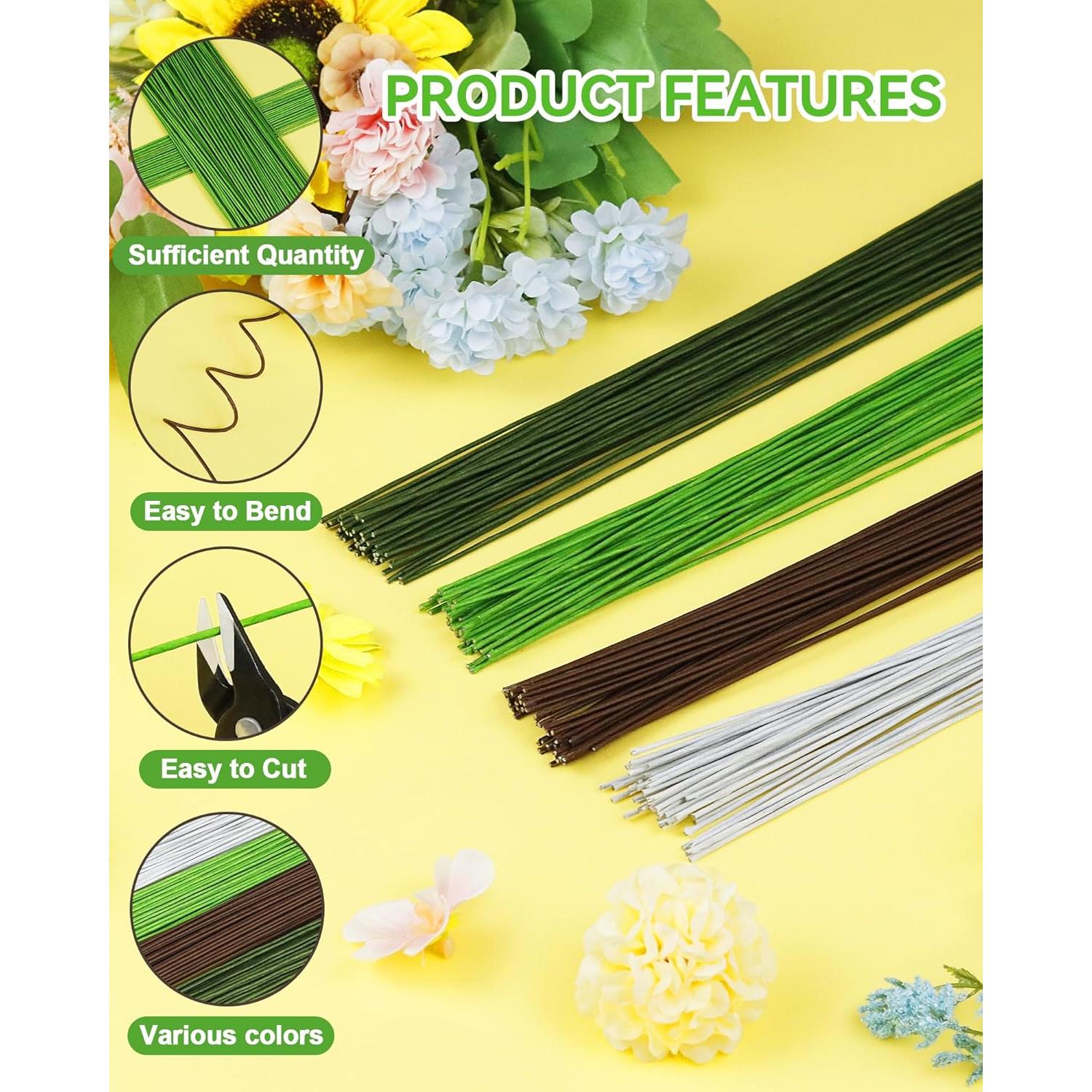 100 Alambres Florales Verdes 26 Gauge FIVEIZERO para Manualidades