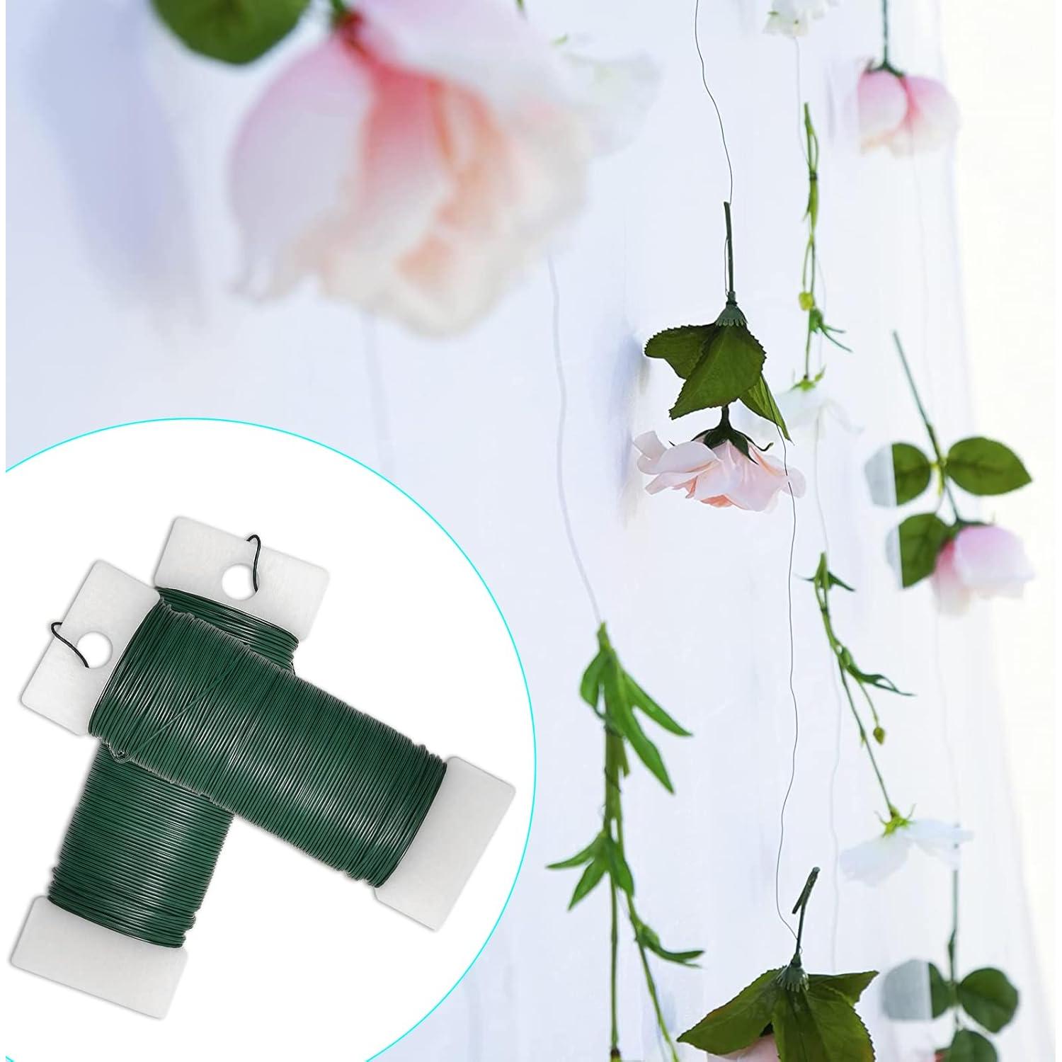 Paquete de 4 rollos de alambre floral verde 22 calibre 30 yardas