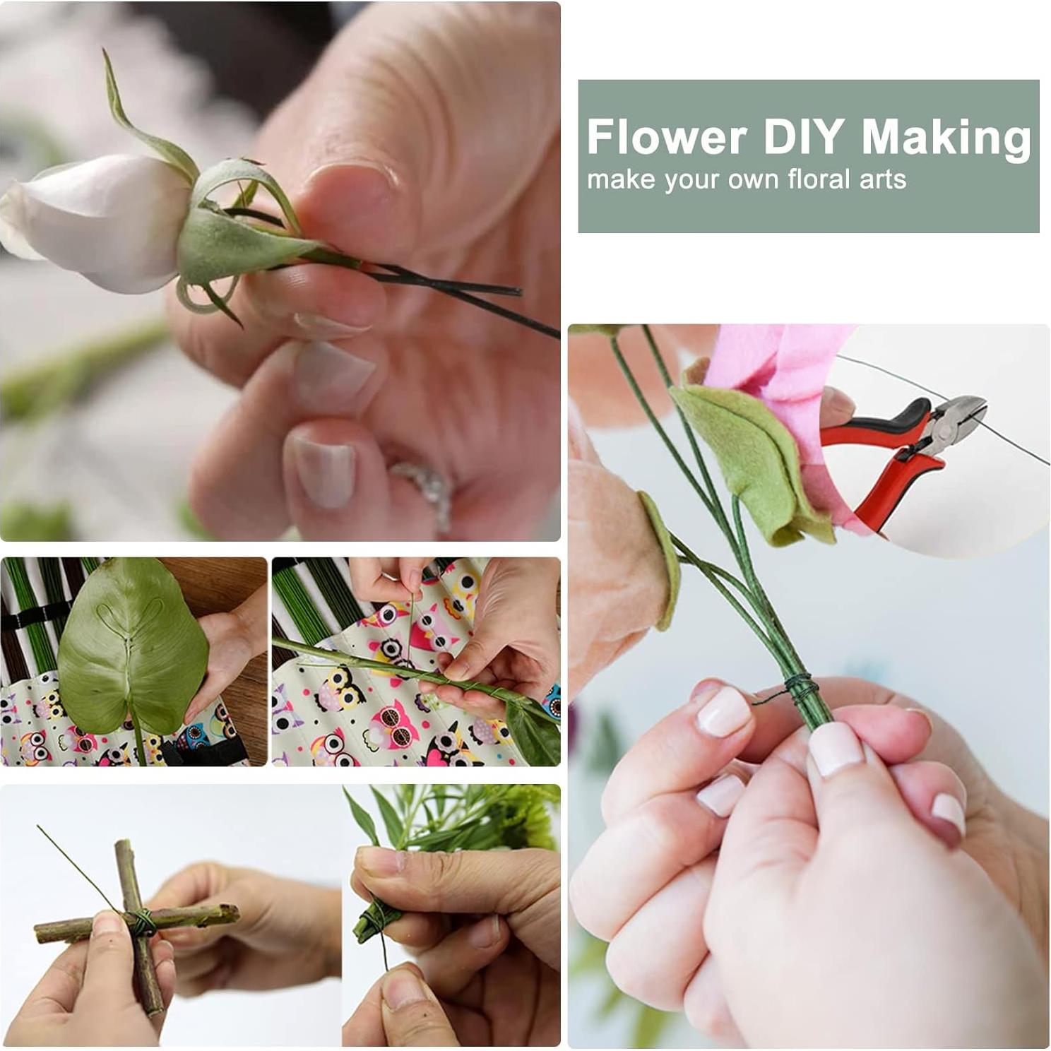 Paquete de 4 rollos de alambre floral verde 22 calibre 30 yardas