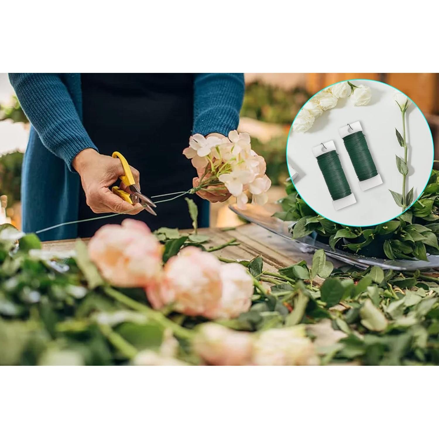 Paquete de 4 rollos de alambre floral verde 22 calibre 30 yardas