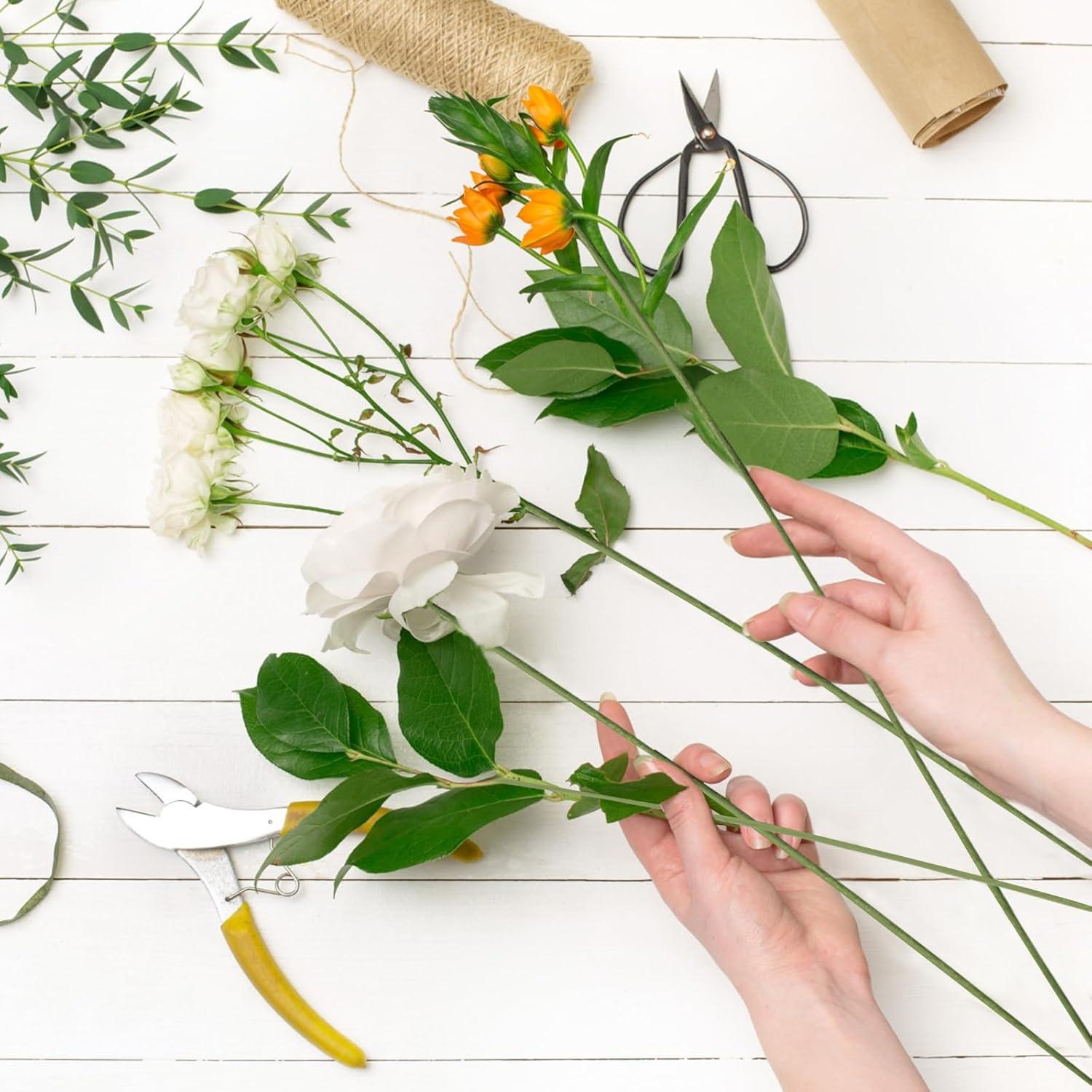 130 Piezas Alambre Floral Verde 1.27 mm 36 cm Prudiut