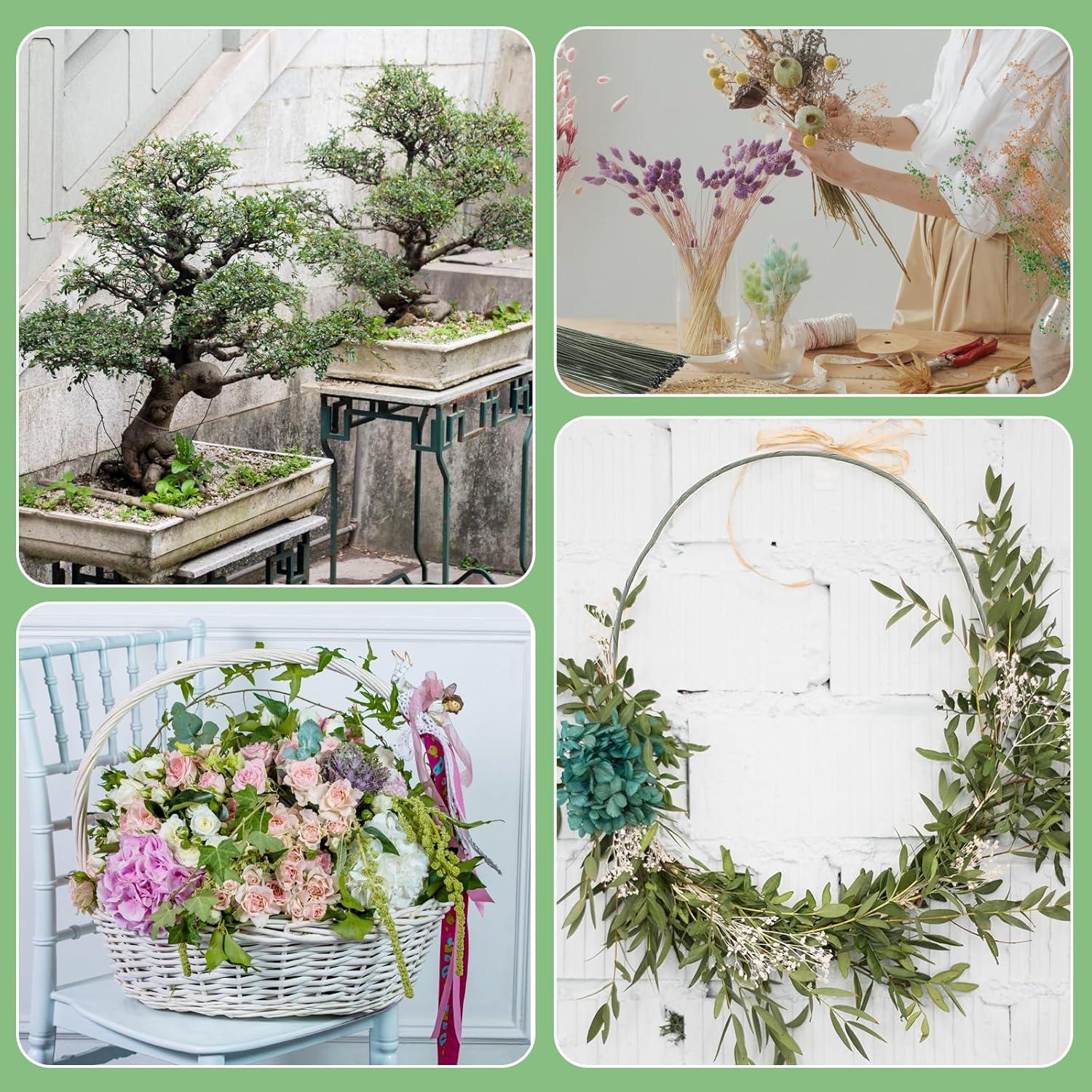 130 Piezas Alambre Floral Verde 1.27 mm 36 cm Prudiut