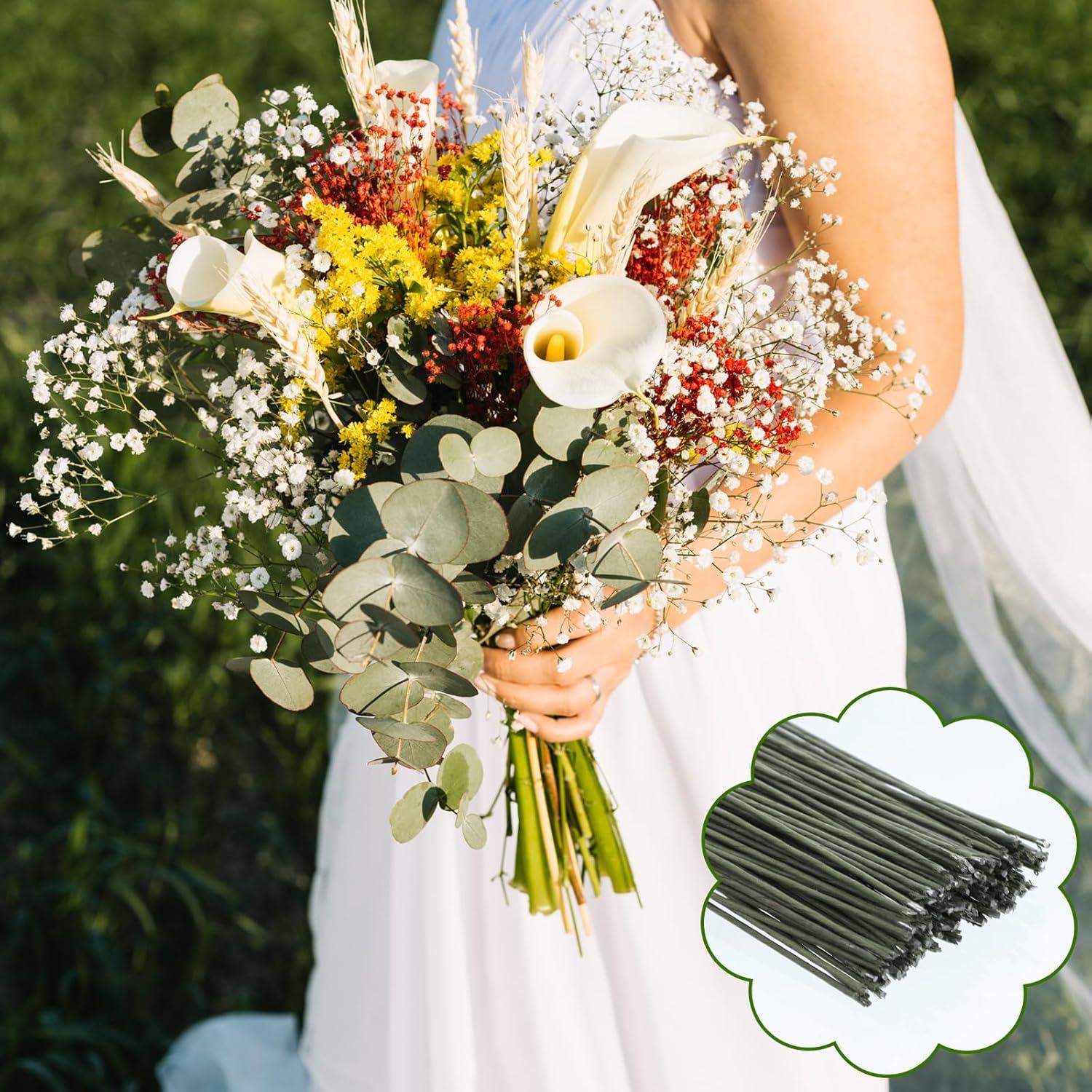 130 Piezas Alambre Floral Verde 1.27 mm 36 cm Prudiut