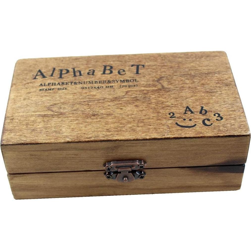 Estone 70pcs Sello de Goma Alfabeto en Caja de Madera