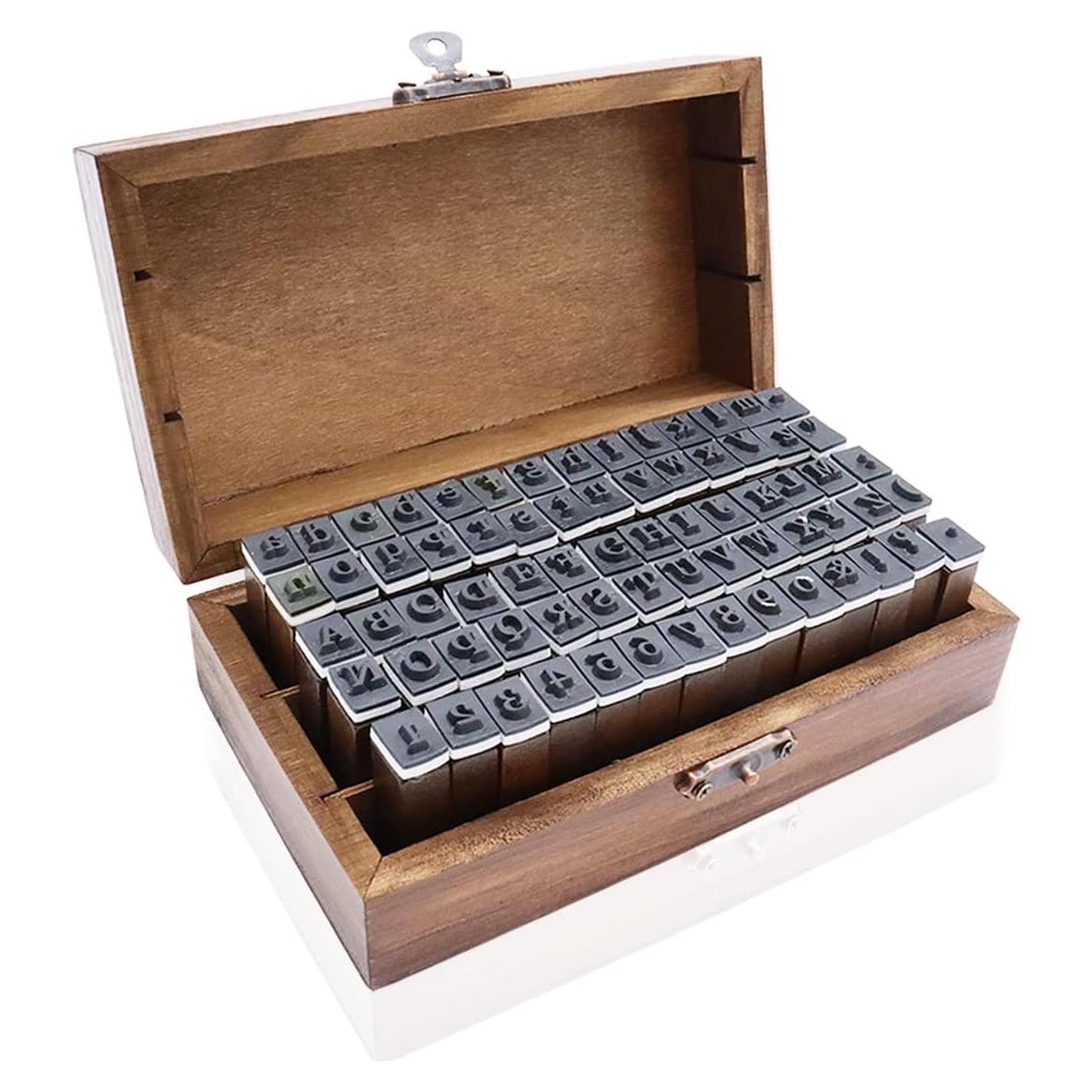 Sellos de Letras y Números de Madera OJYUDD 70 Piezas DIY