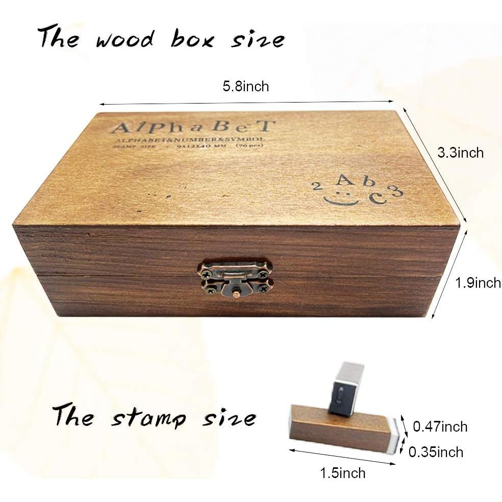 Sellos de Letras y Números de Madera OJYUDD 70 Piezas DIY