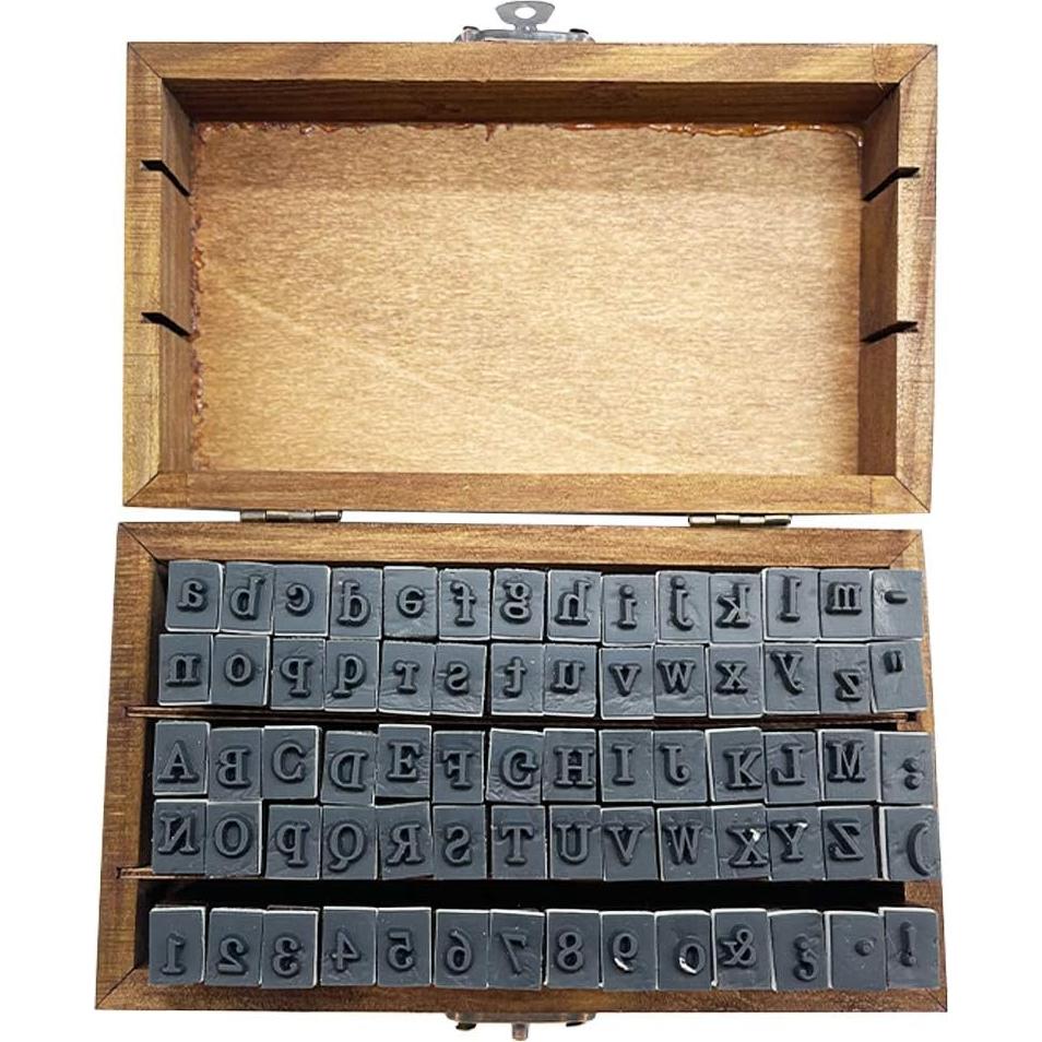Sellos de Letras y Números de Madera OJYUDD 70 Piezas DIY