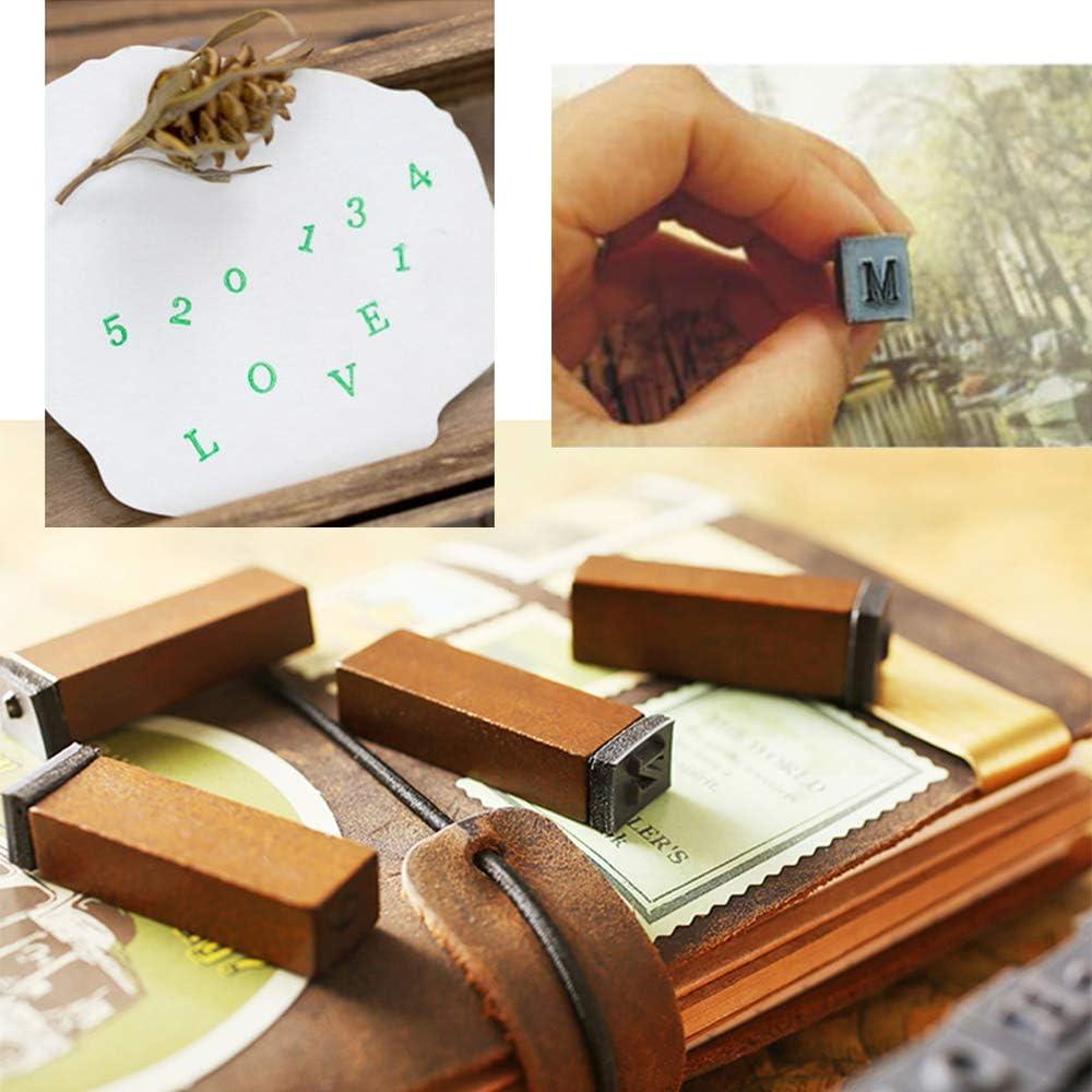 Sellos de Letras y Números de Madera OJYUDD 70 Piezas DIY