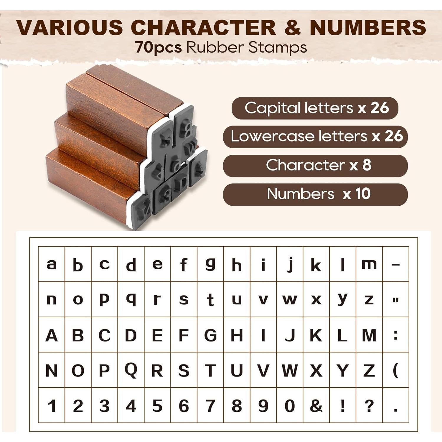 Set de Sellos de Letras UCEC - 70 Piezas para Manualidades