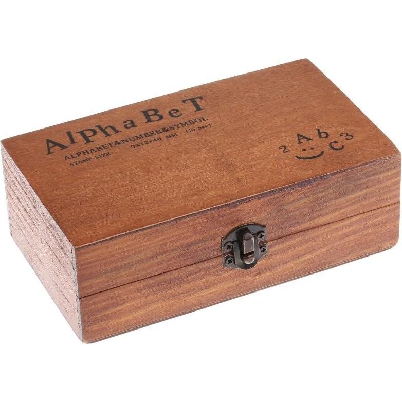 Set de 70 Sellos de Goma de Madera Letras y Números DIY