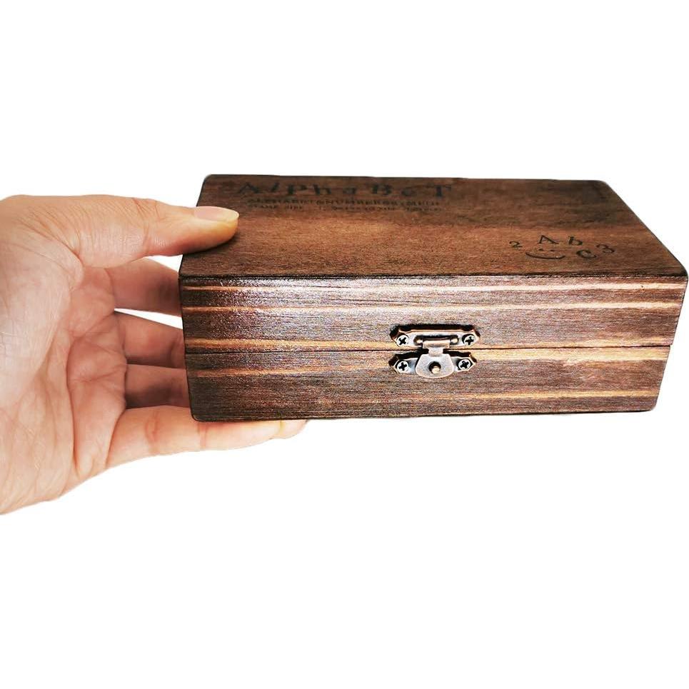 Set de 70 Sellos de Goma de Madera Letras y Números DIY