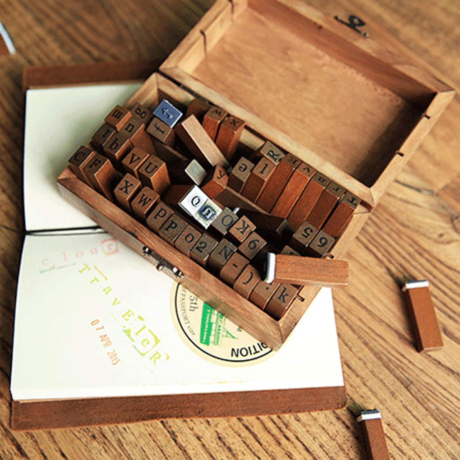 Set de Sellos de Alfabeto 70 PCS LYFJXX de Madera Vintage