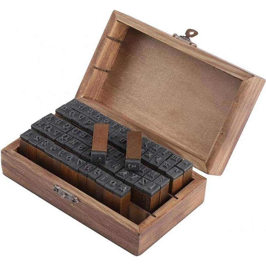 Set de Sellos de Alfabeto 70 PCS LYFJXX de Madera Vintage