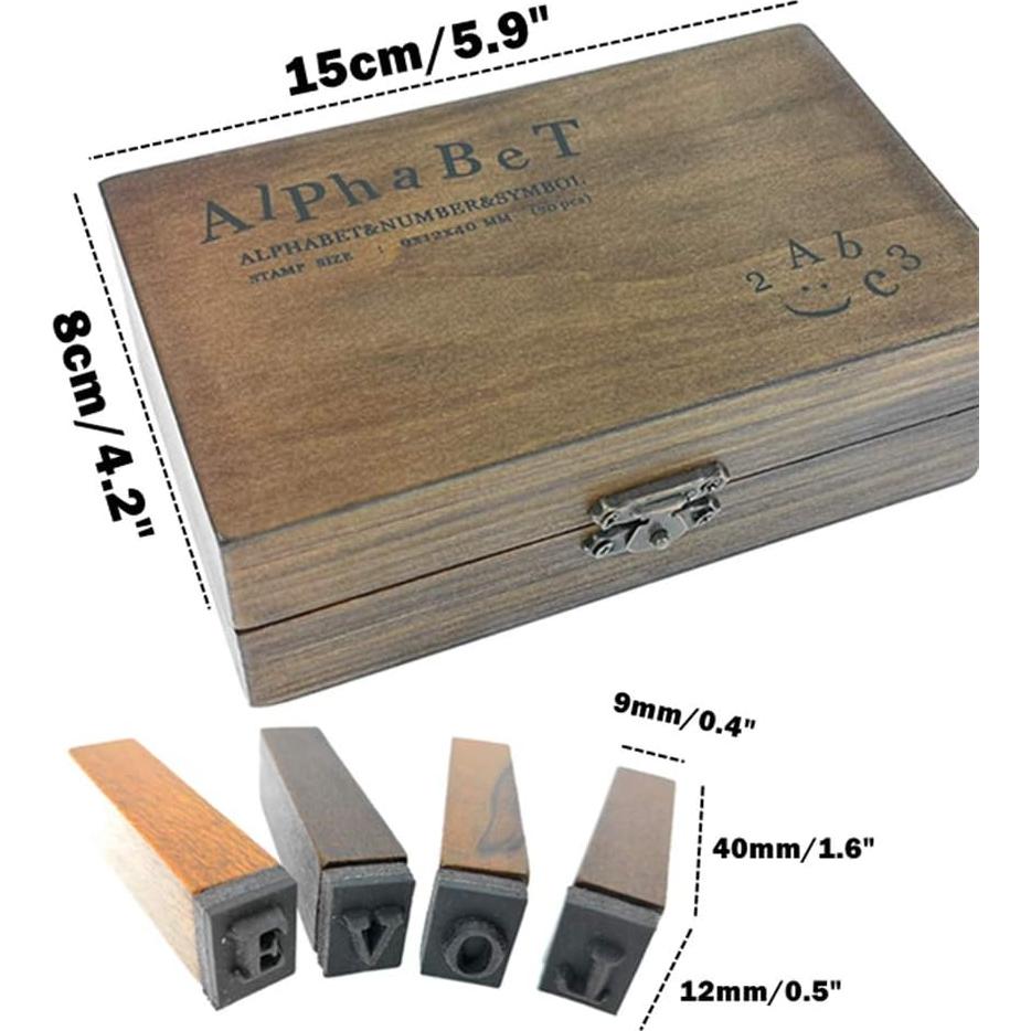 Juego de Sellos de Alfabeto Madera Vintage Alimitopia 70 Piezas