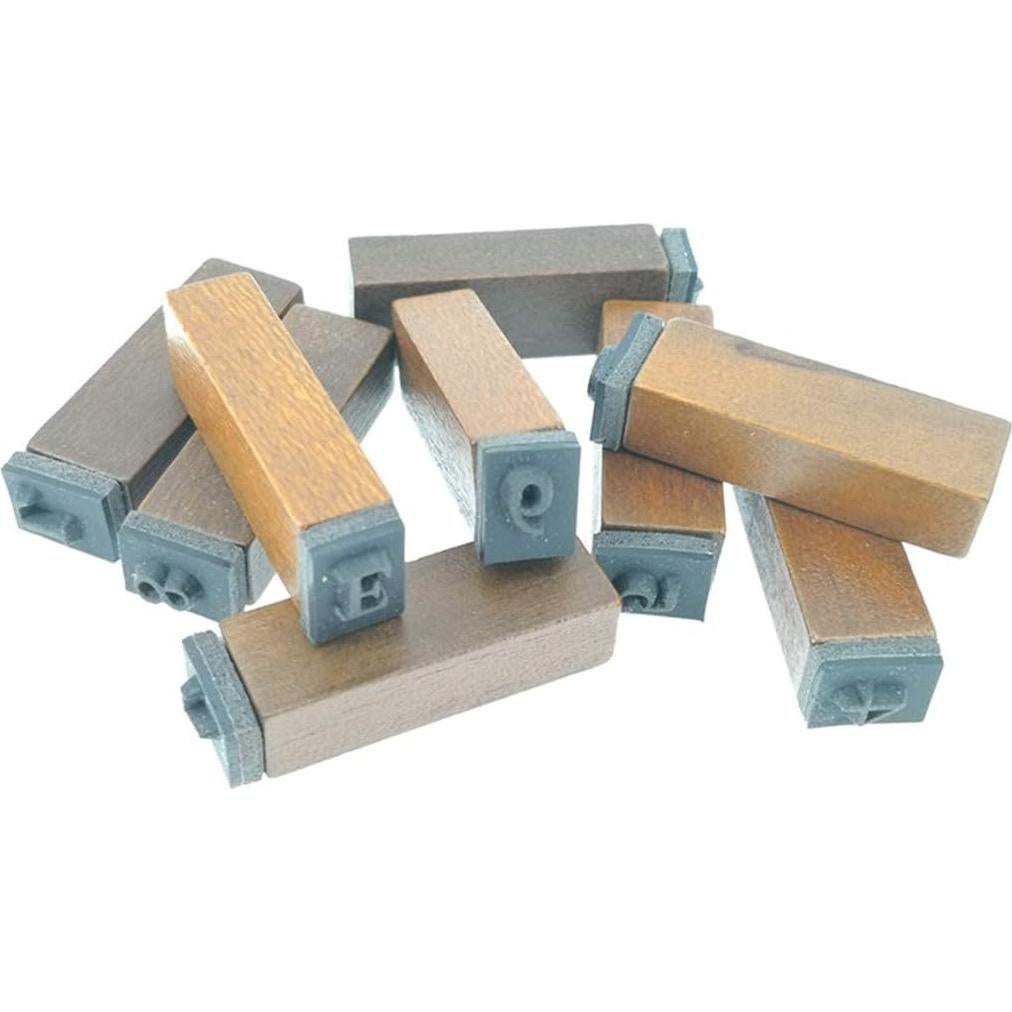 Juego de Sellos de Alfabeto Madera Vintage Alimitopia 70 Piezas