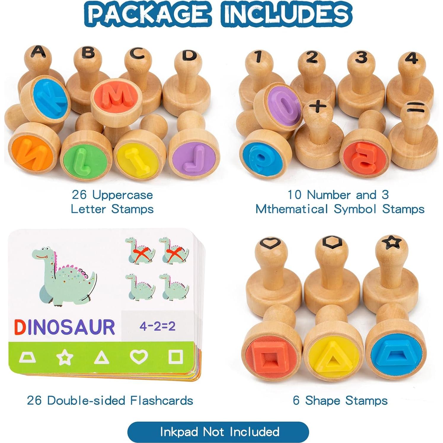 Set de Sellos de Letras y Números KDSFT para Niños 3-8 Años