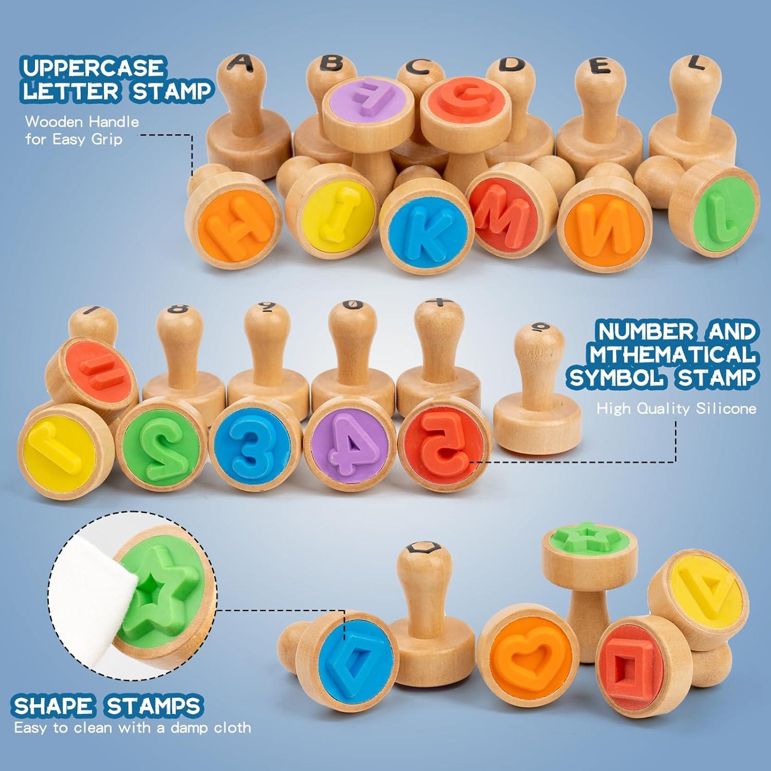 Set de Sellos de Letras y Números KDSFT para Niños 3-8 Años