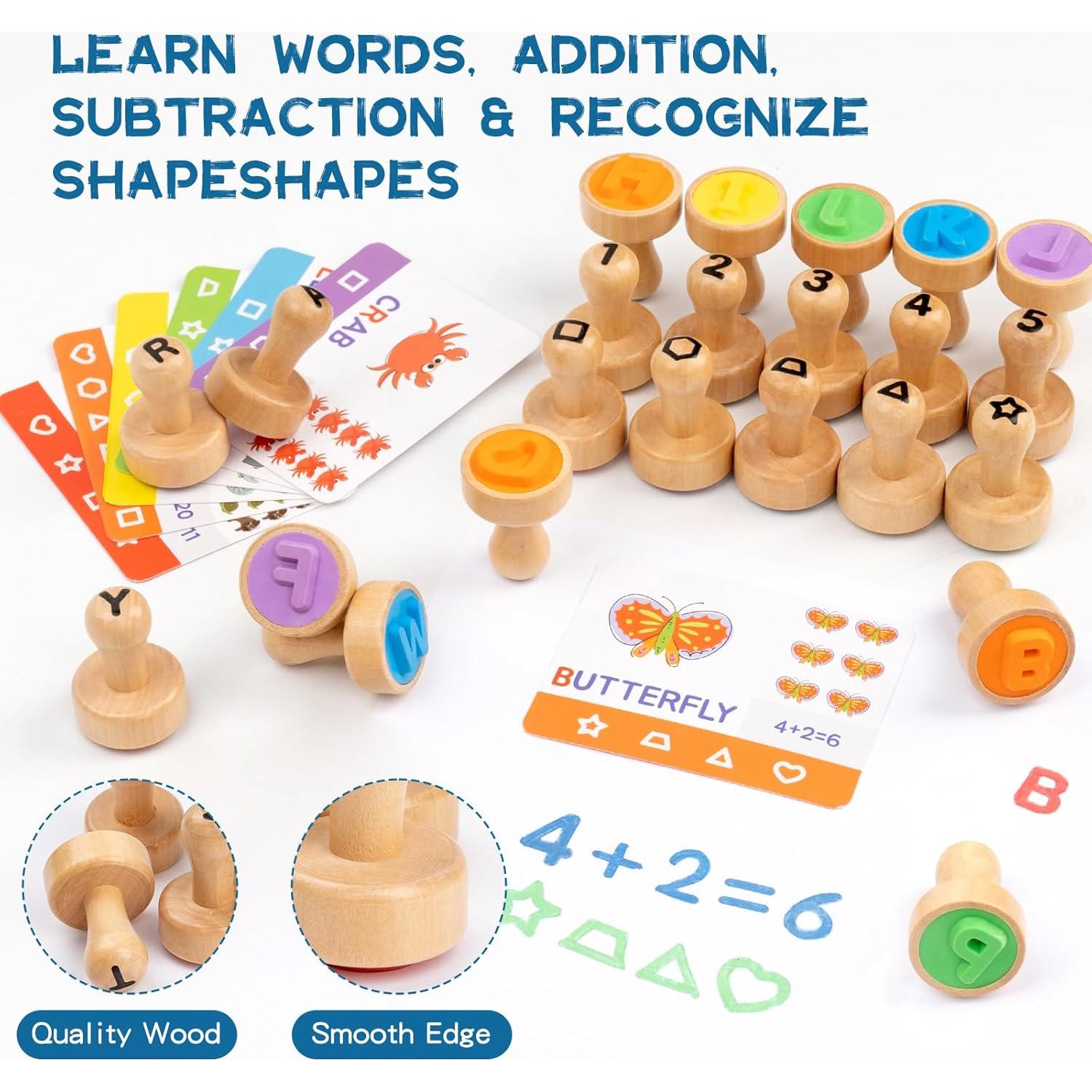 Set de Sellos de Letras y Números KDSFT para Niños 3-8 Años