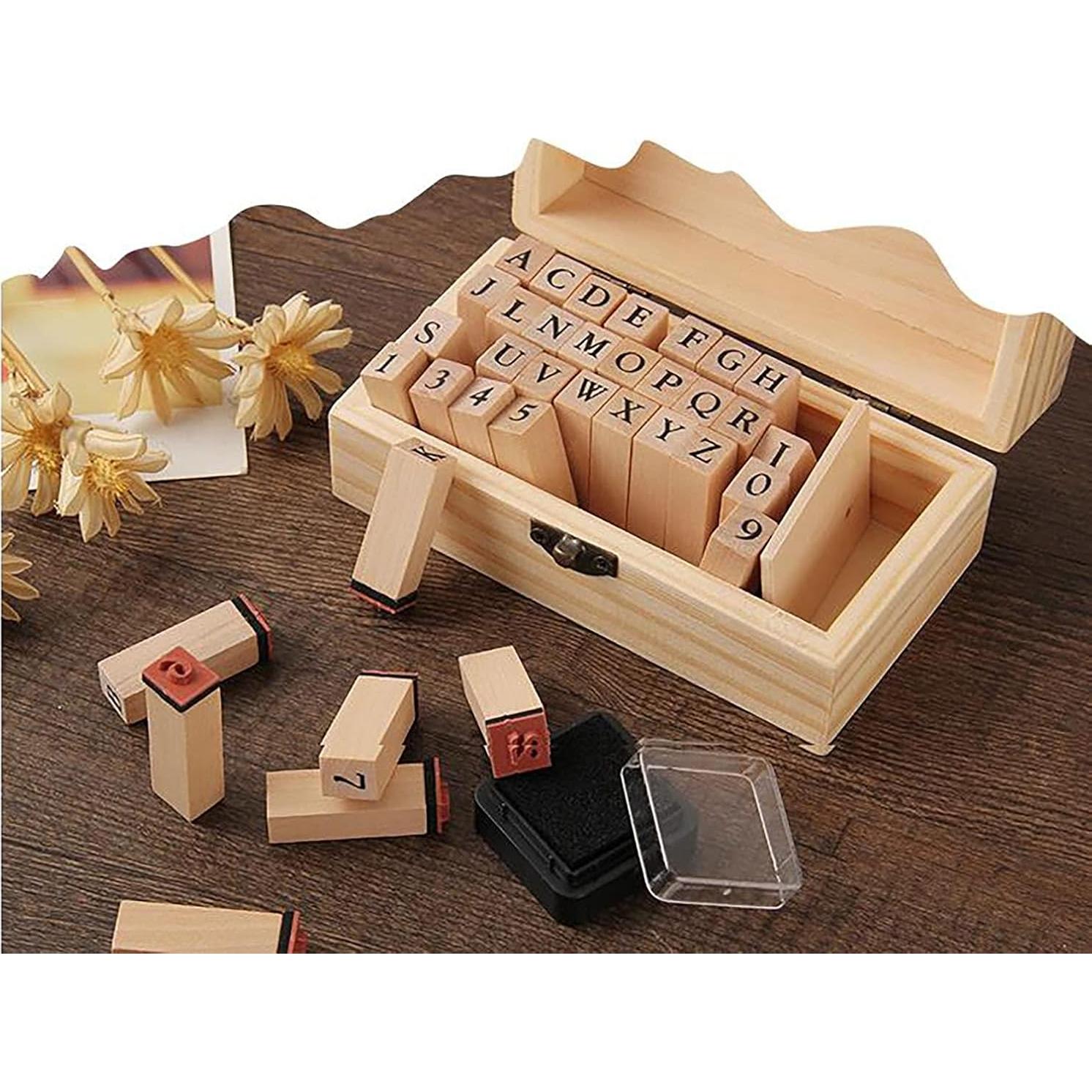 Set de 36 Sellos de Madera Yansanido Alfabeto y Números