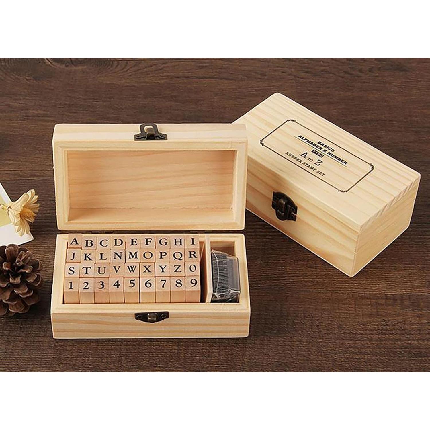 Set de 36 Sellos de Madera Yansanido Alfabeto y Números