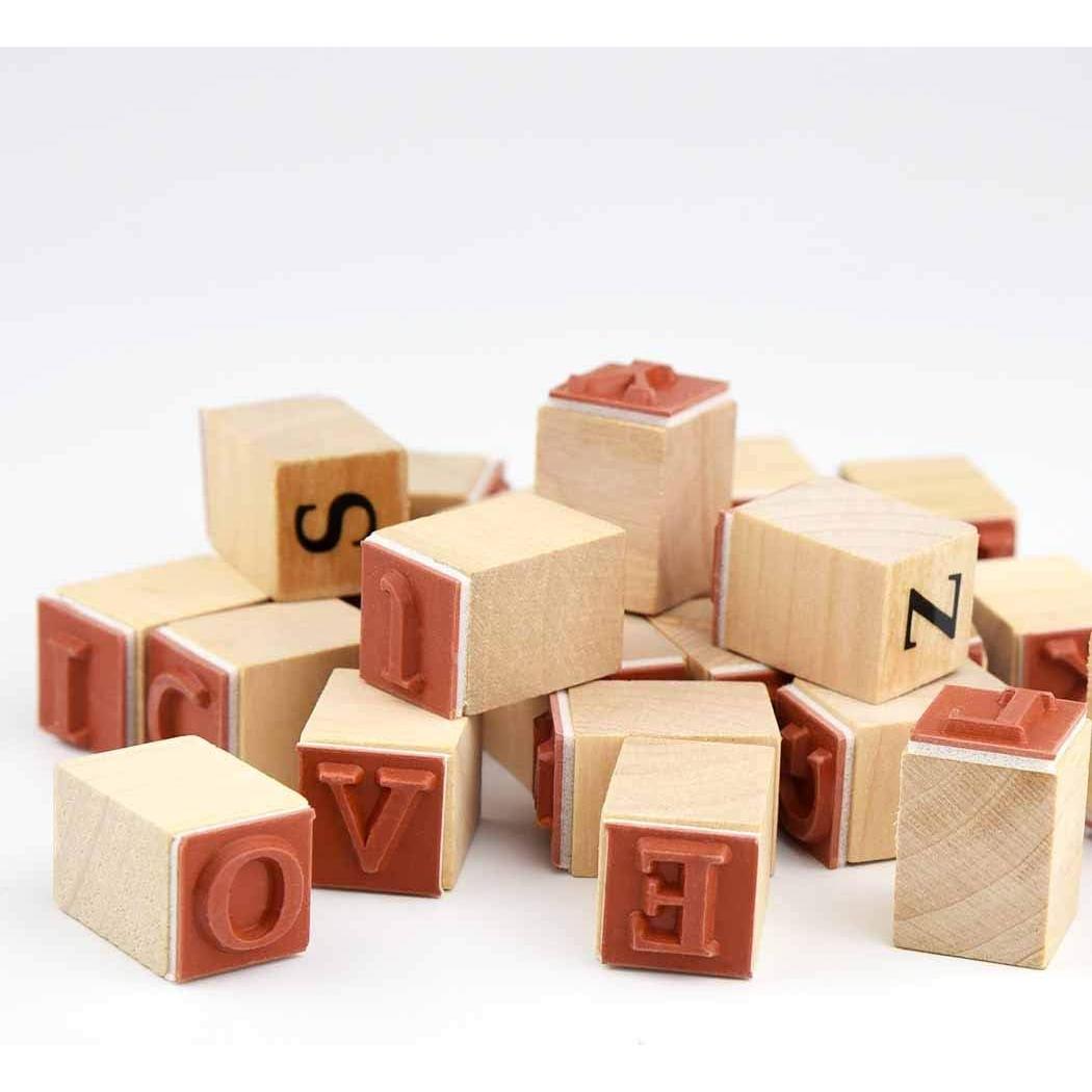Set de Sellos de Goma de Madera Miayon 52 Piezas Alfabeto DIY