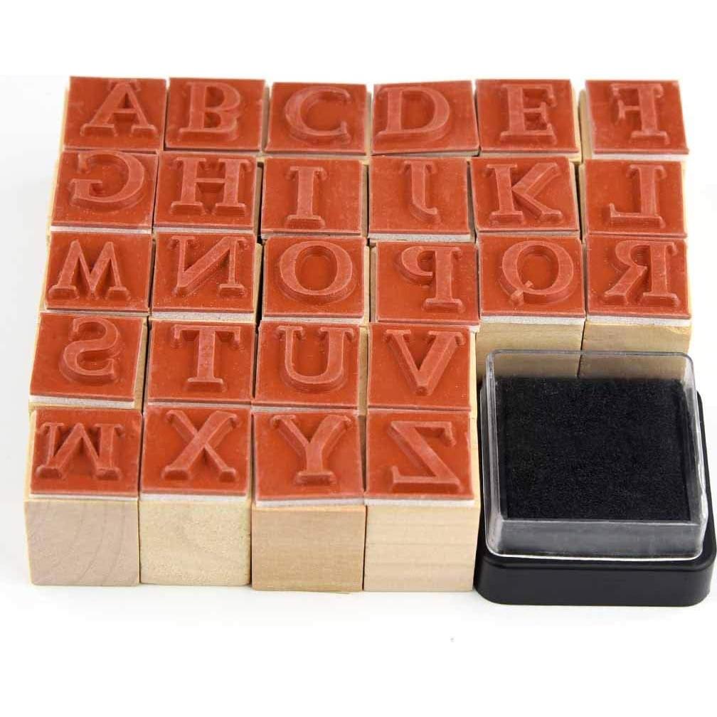 Set de Sellos de Goma de Madera Miayon 52 Piezas Alfabeto DIY
